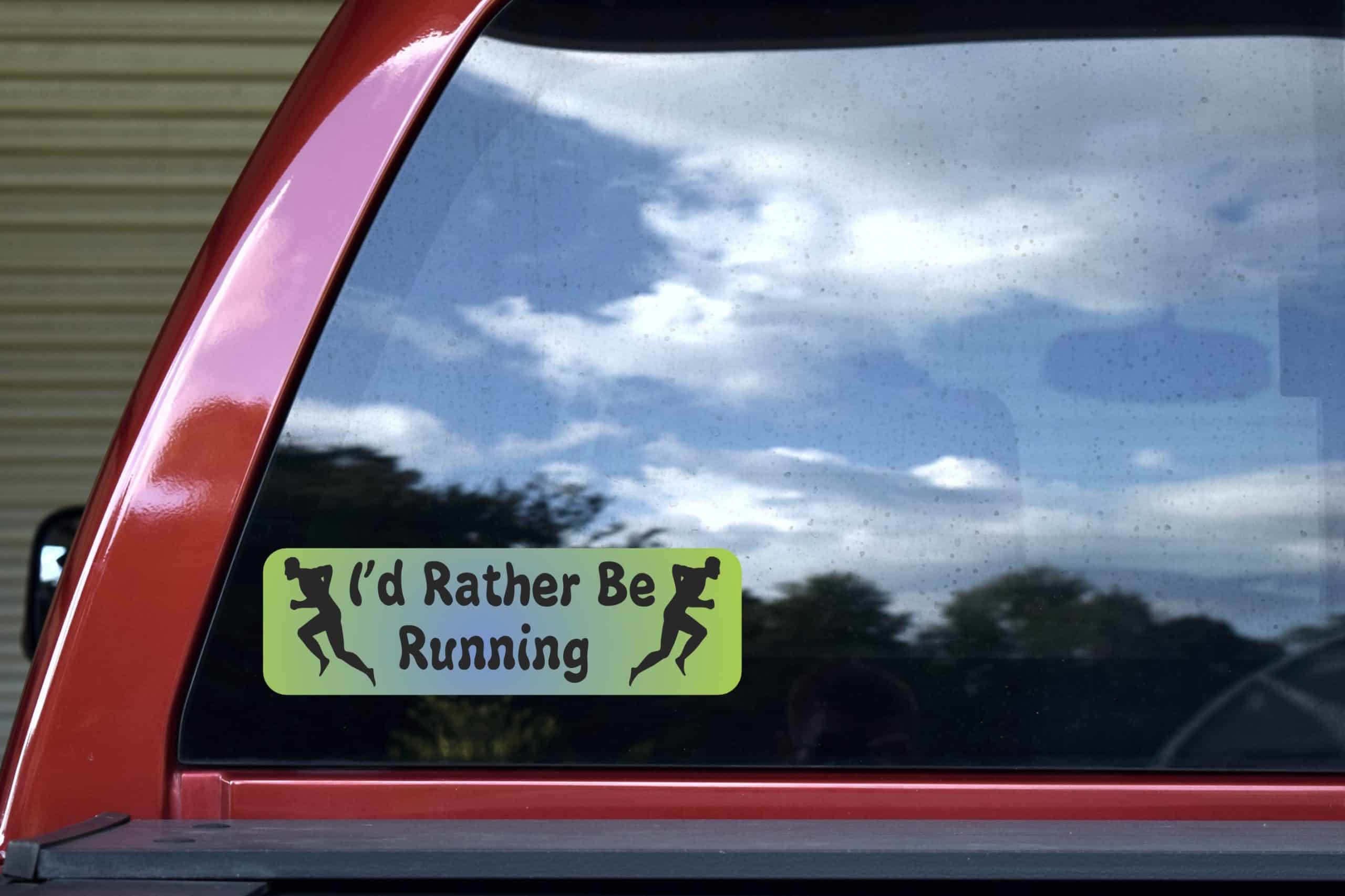 10in x 3in I'd Rather Be Running Bumper Sticker Decal Runner Vin - Image 5