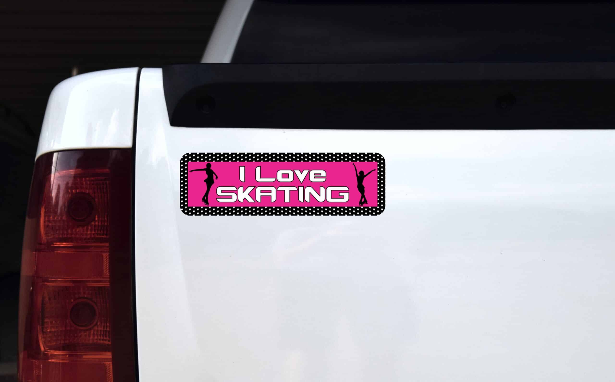 10in x 3in I Love Skating Sports Magnet Magnetic Vehicle Sign