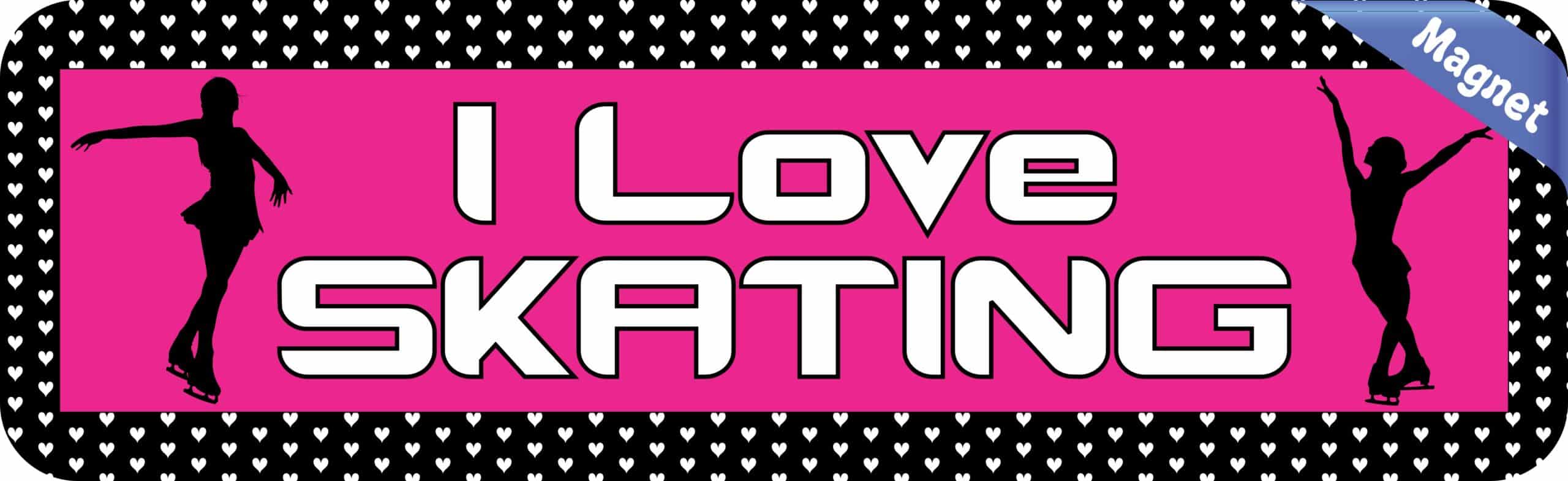 10in x 3in I Love Skating Sports Magnet Magnetic Vehicle Sign