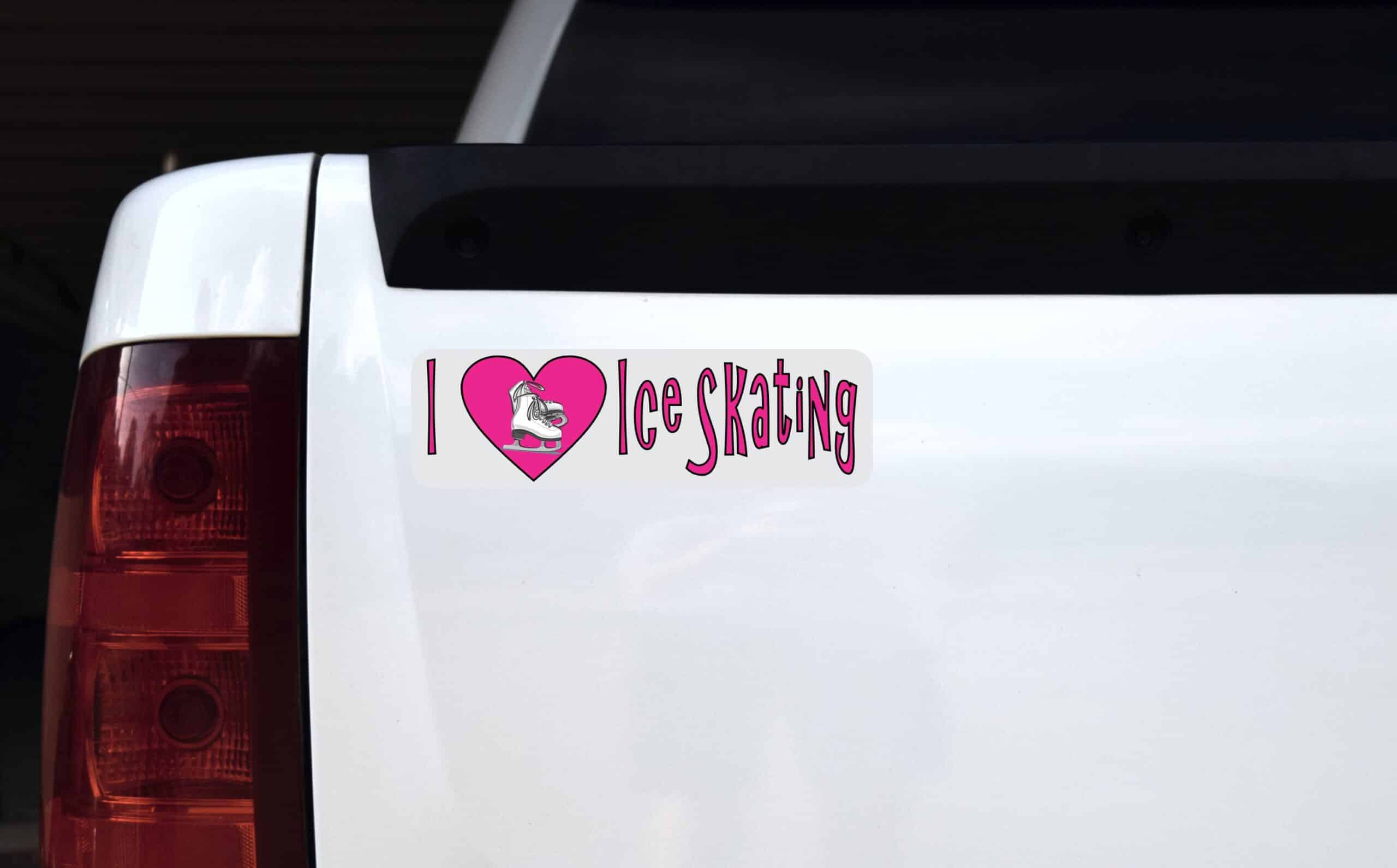 10in x 3in I Heart Ice Skating Love Sports Bumper Sticker Vinyl