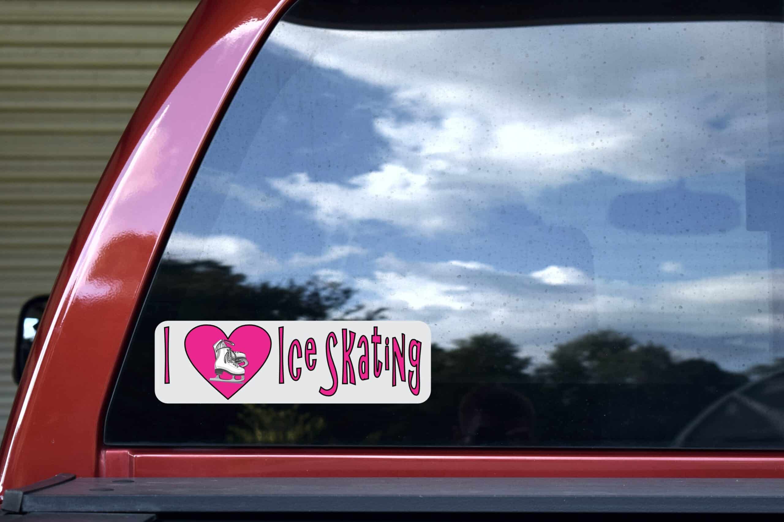 10in x 3in I Heart Ice Skating Love Sports Bumper Sticker Vinyl