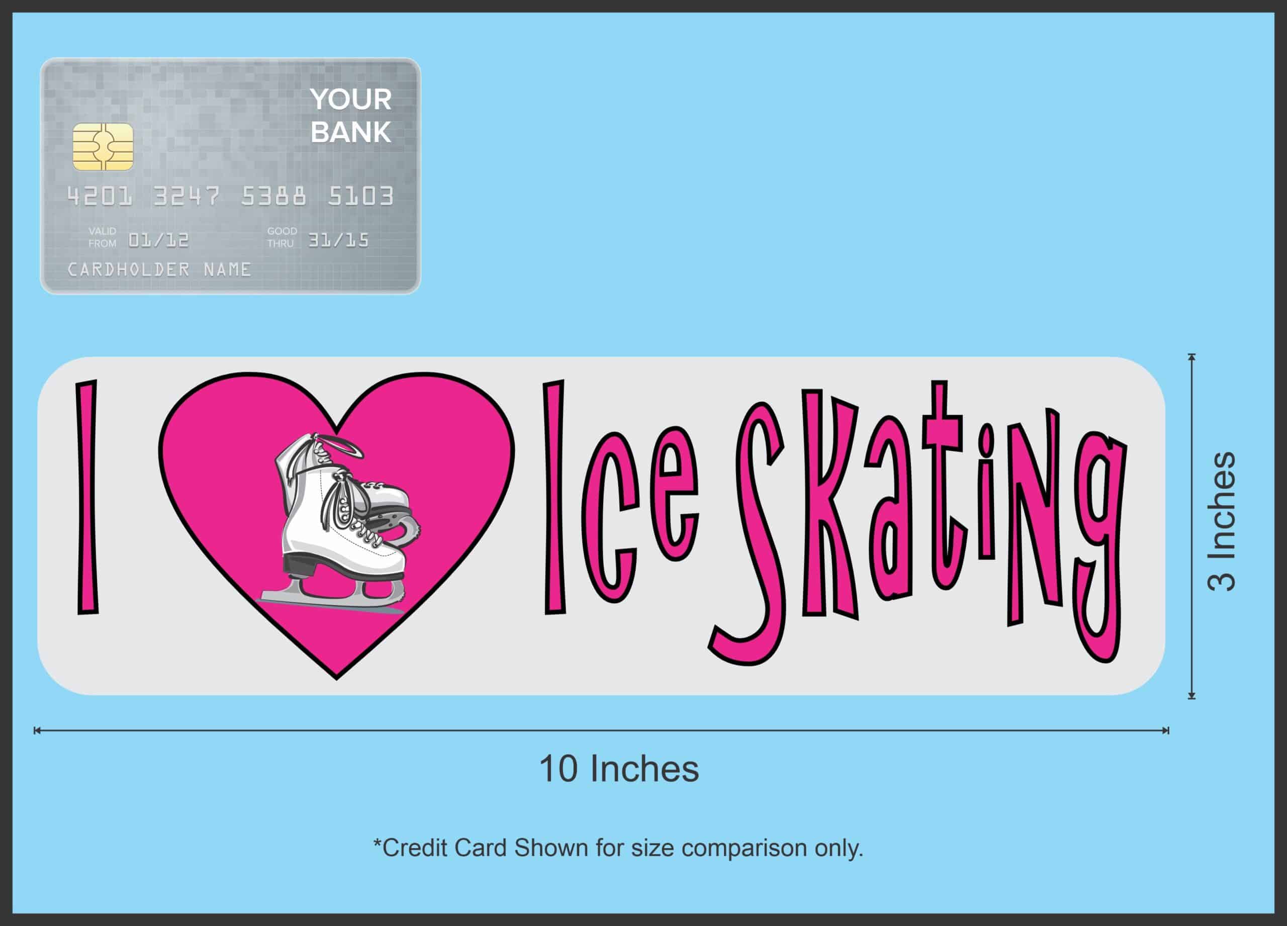 10in x 3in I Heart Ice Skating Love Sports Bumper Sticker Vinyl