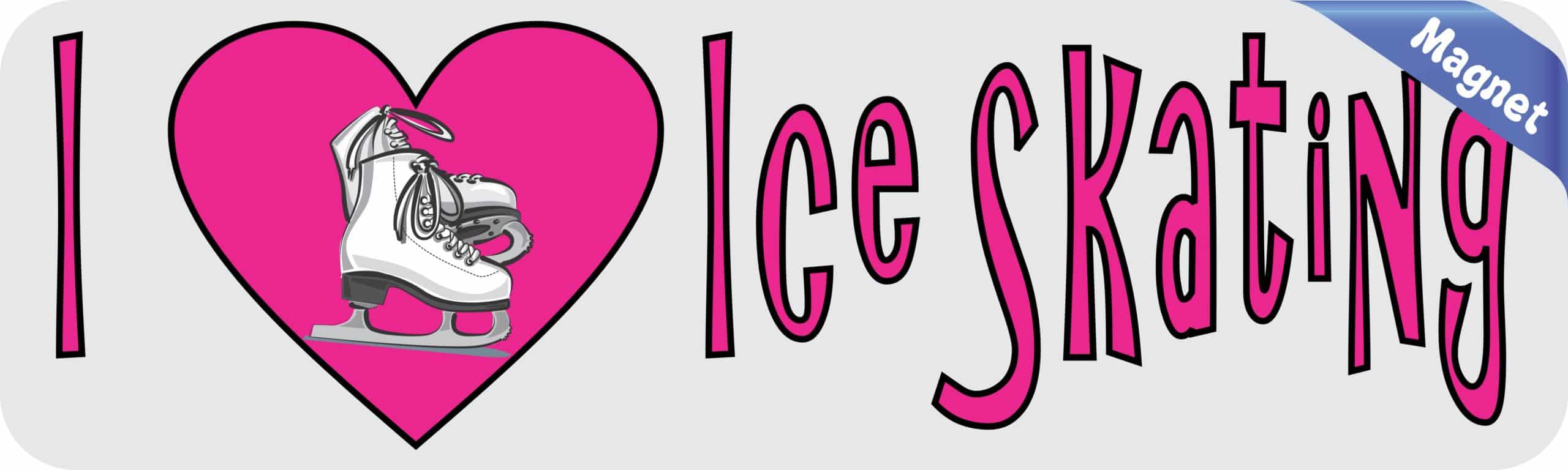 10in x 3in I Heart Ice Skating Love Sports Magnet Magnetic Vehic
