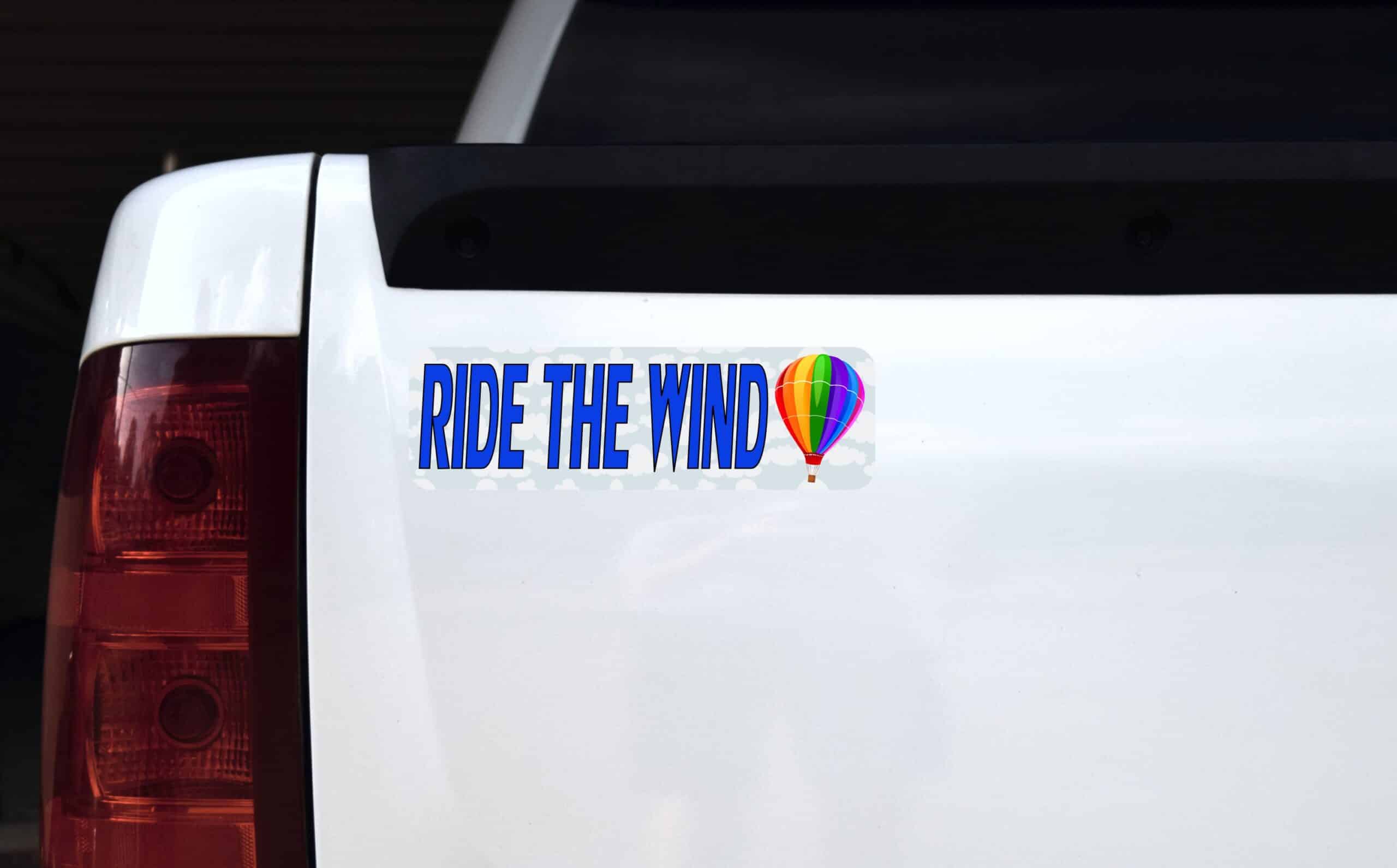 10in x 3in Ride The Wind Ballooning Bumper Sticker Window Stickers Vinyl Decals Car Decal