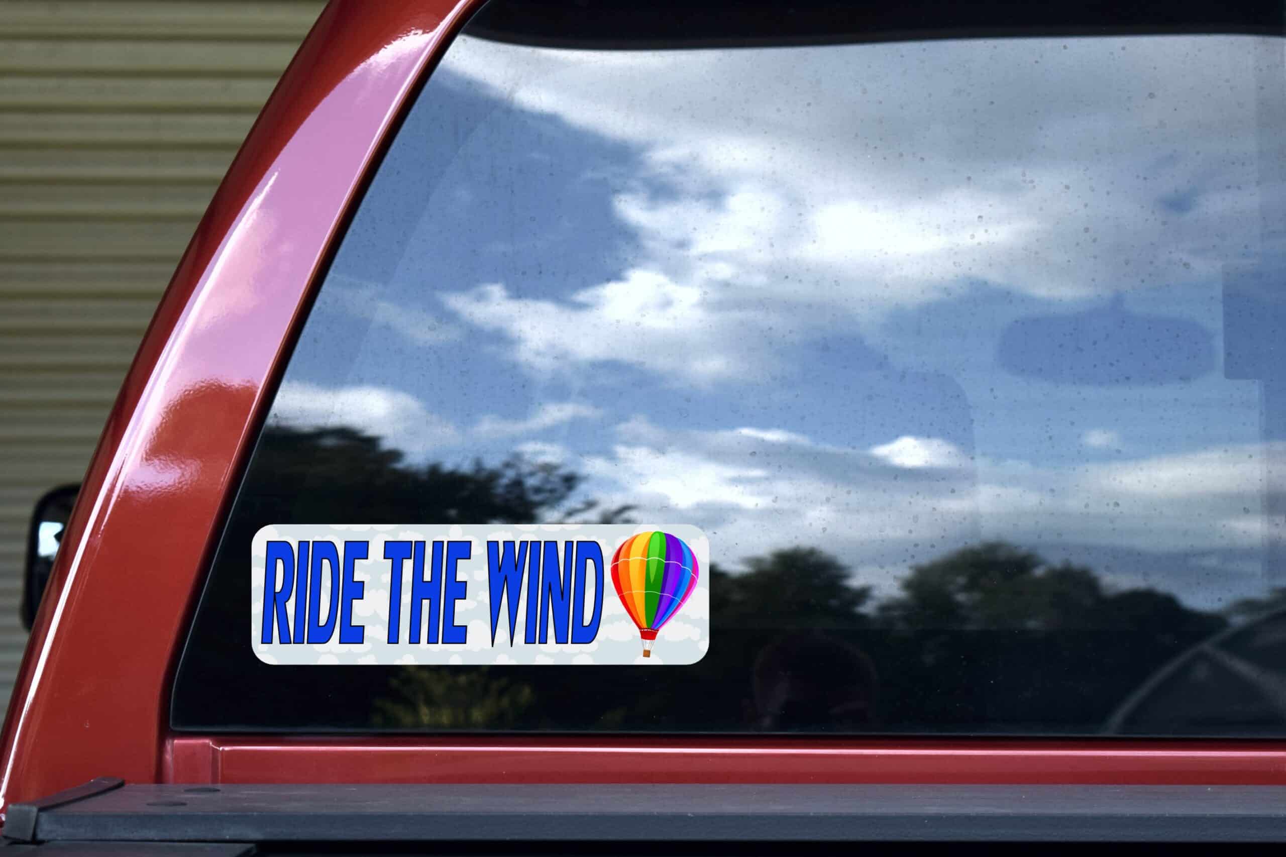 10in x 3in Ride The Wind Ballooning Bumper Sticker Window Stickers Vinyl Decals Car Decal