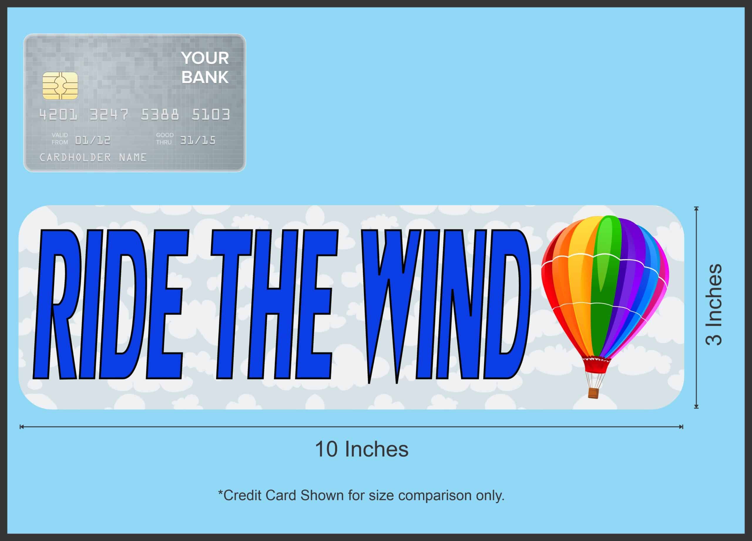 10in x 3in Ride The Wind Ballooning Bumper Sticker Window Stickers Vinyl Decals Car Decal
