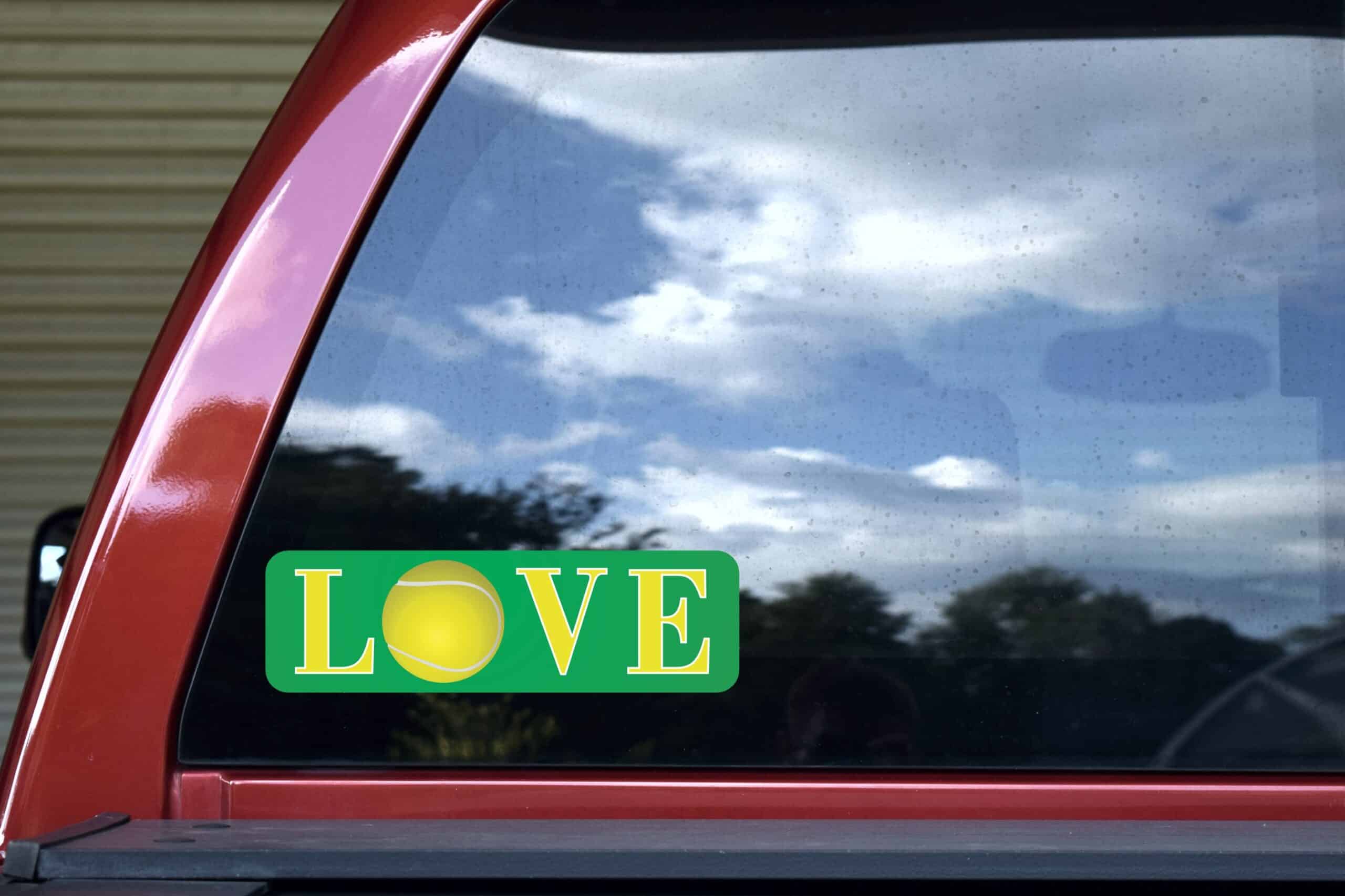 10in x 3in Love Tennis Ball Vinyl Bumper Sticker Decal Car Window Stickers Decals