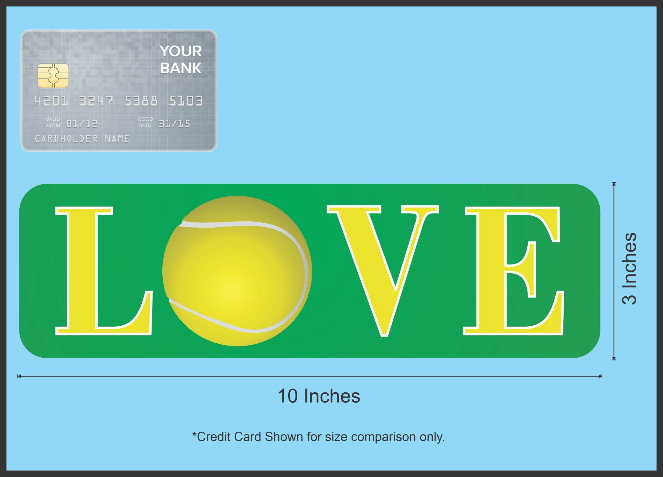 10in x 3in Love Tennis Ball Vinyl Bumper Sticker Decal Car Window Stickers Decals