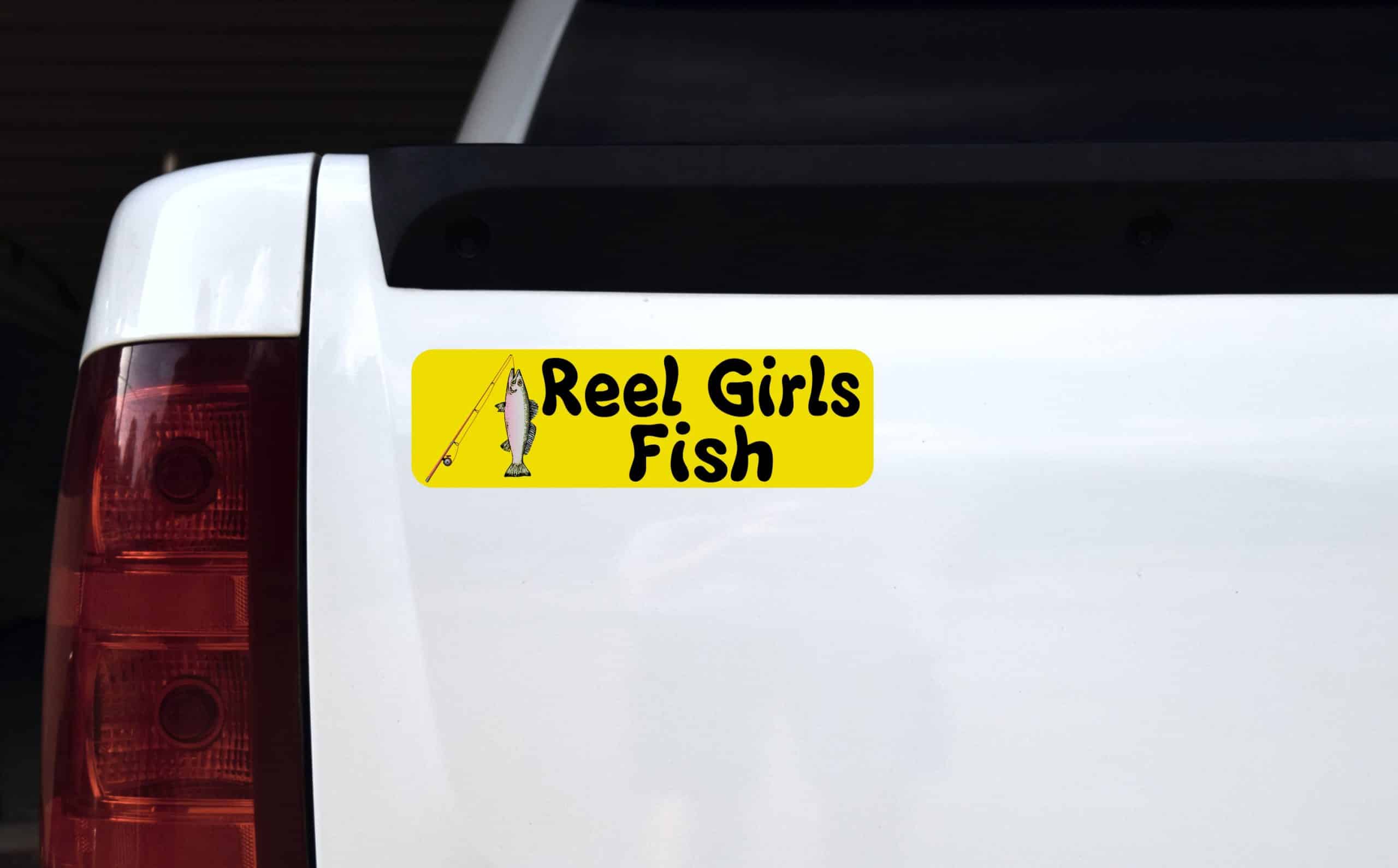 10in x 3in Rod n Reel Girls Fish Vinyl Bumper magnet magnetic magnets - Image 3