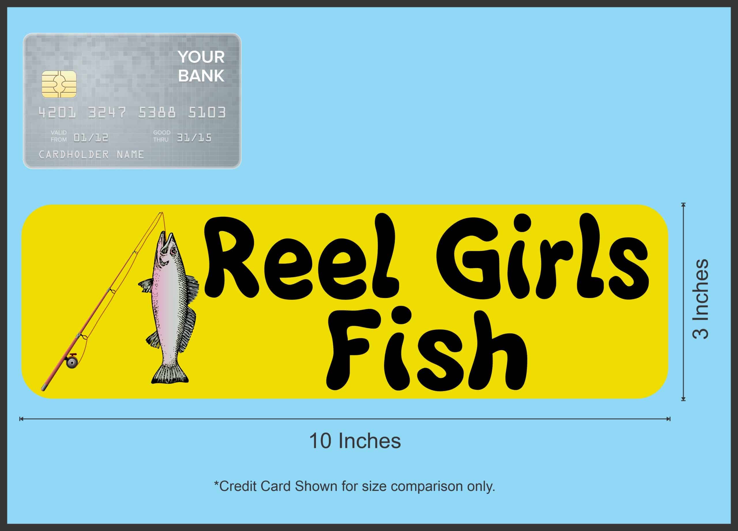 10in x 3in Rod n Reel Girls Fish Vinyl Bumper magnet magnetic magnets - Image 4