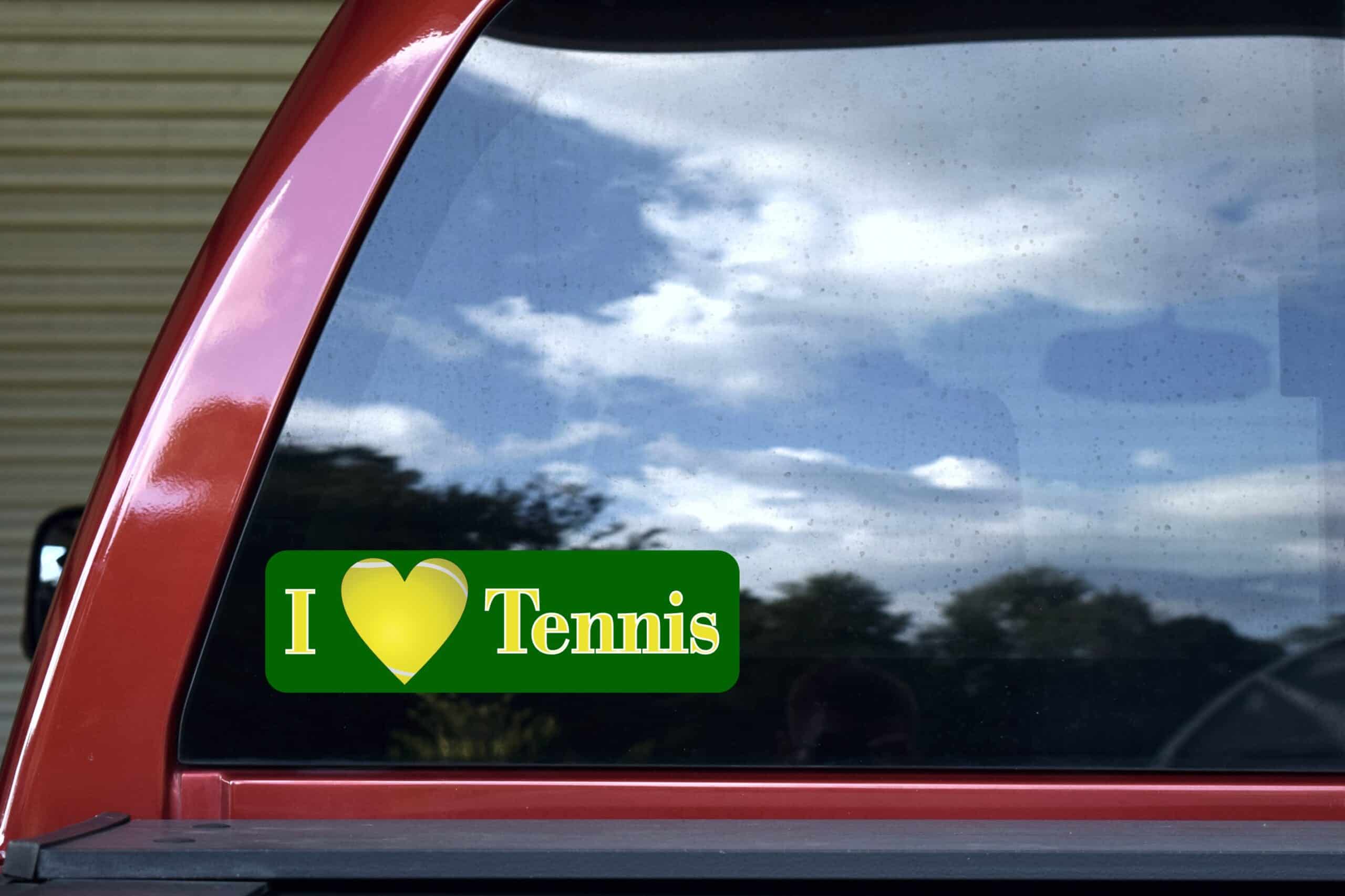 10in x 3in I Love (Heart) Tennis Bumper Stickers Window Decal St