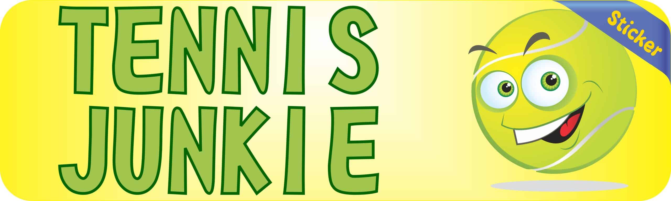 10in x 3in Tennis Junkie Bumper Sticker Vinyl Vehicle Sports Decal Stickers