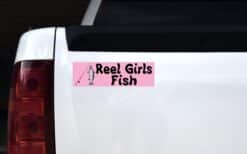 10in x 3in Rod Reel Girls Fish Vinyl Car Bumper Sticker Decal Window Stickers Decals