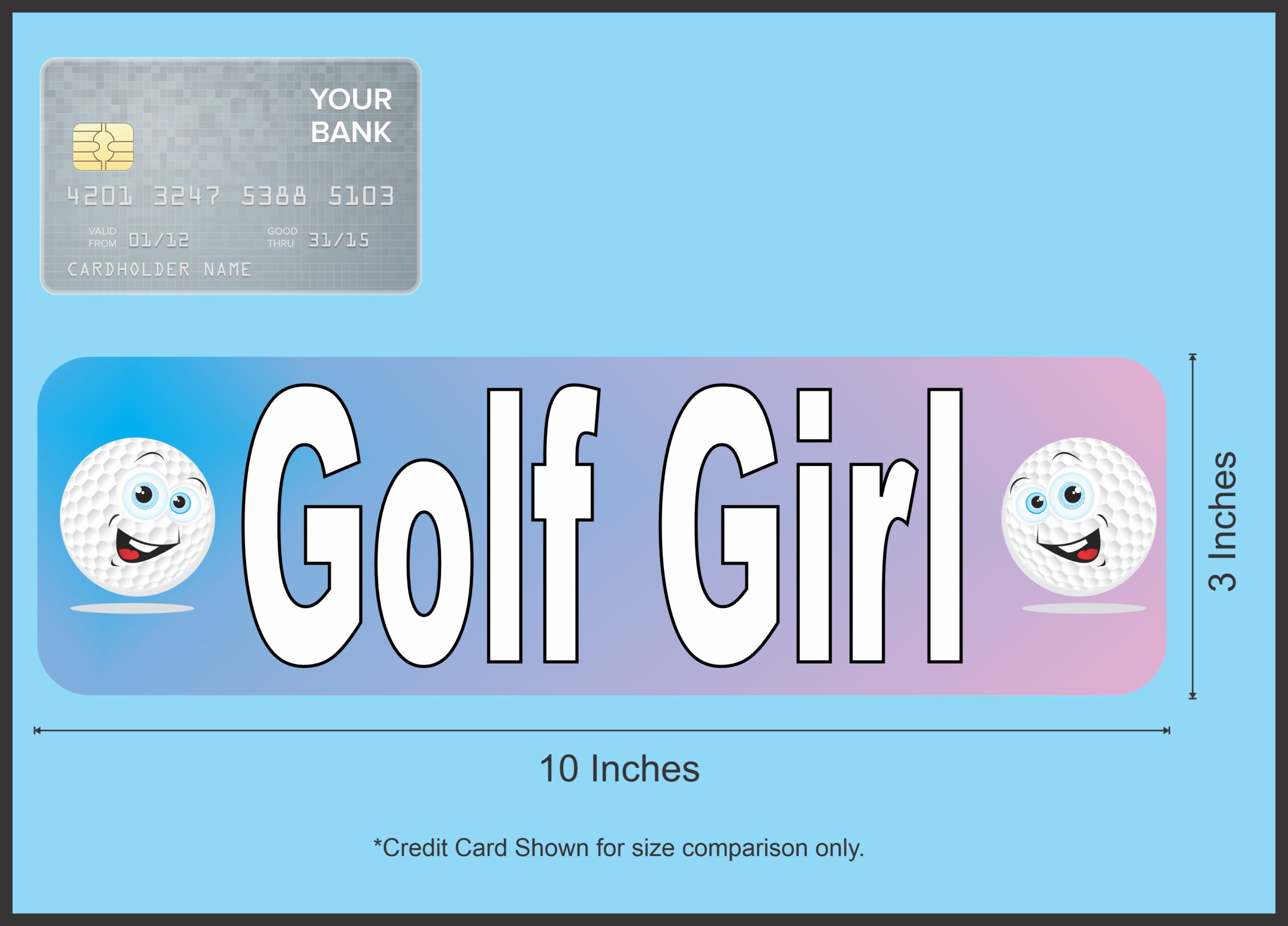 10in x 3in Golf Girl Bumper Stickers window decals decal sticker golfer player