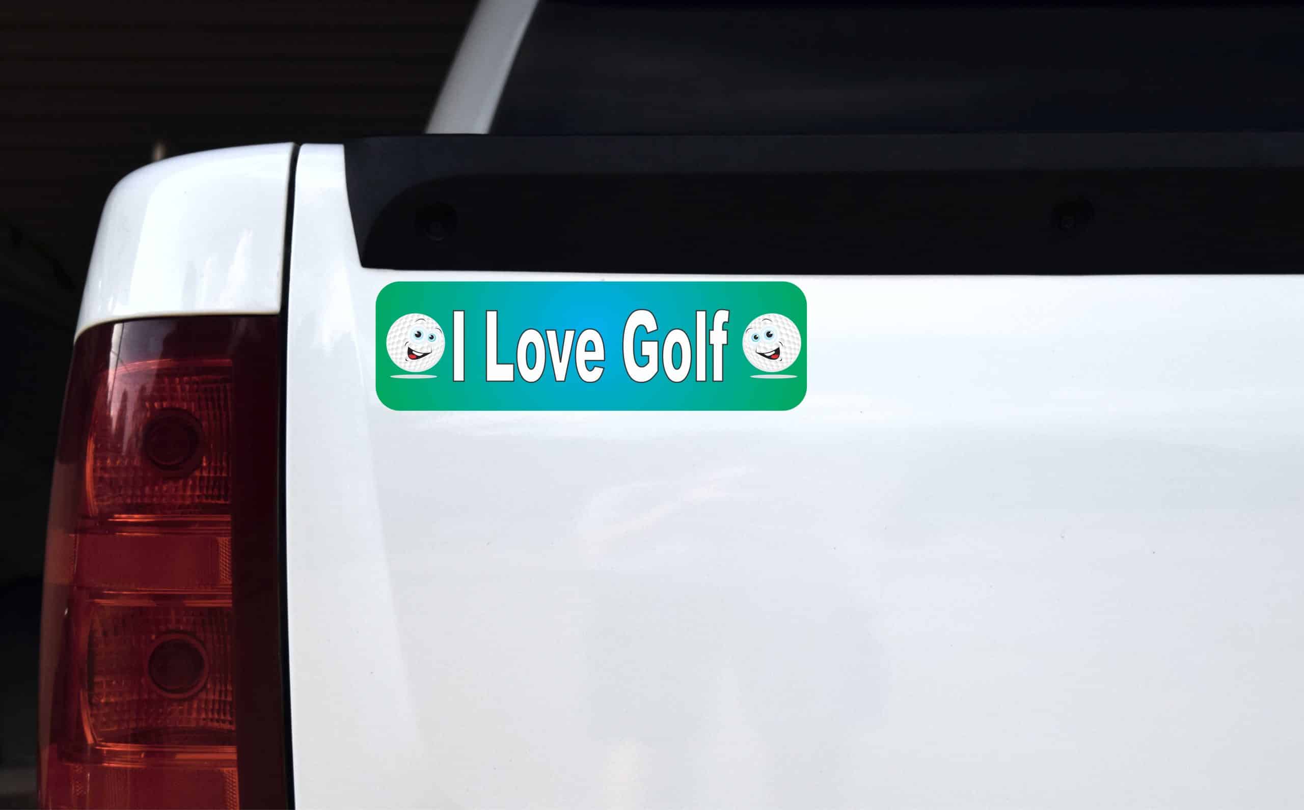 10in x 3in I Love Golf Bumper magnets magnetic magnet golf balls