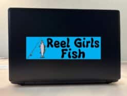 10in x 3in Rod Reel Girls Fish Bumper Stickers Decals fishing Window Sticker Decal