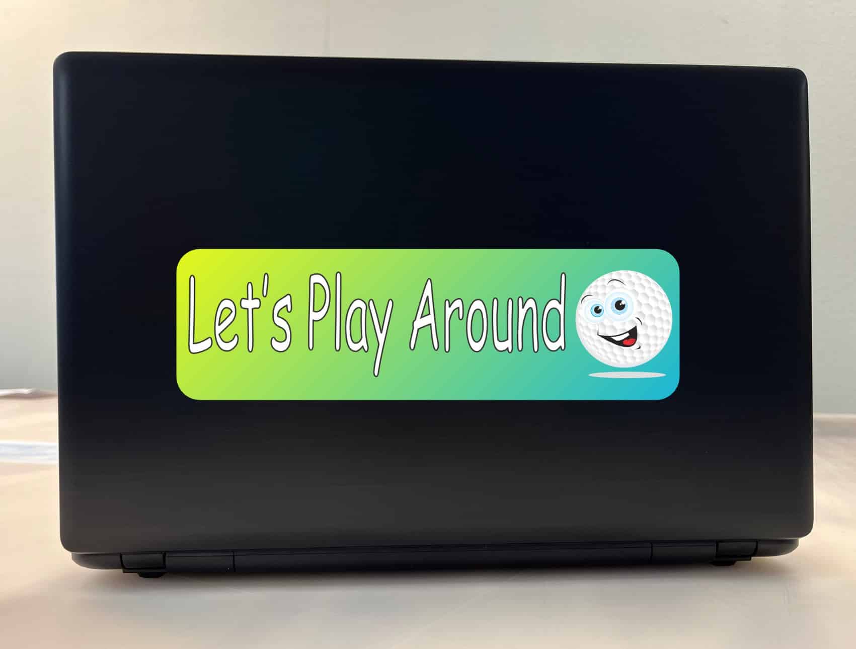 10in x 3in Lets Play Around Bumper Stickers window decals decal sticker golf balls