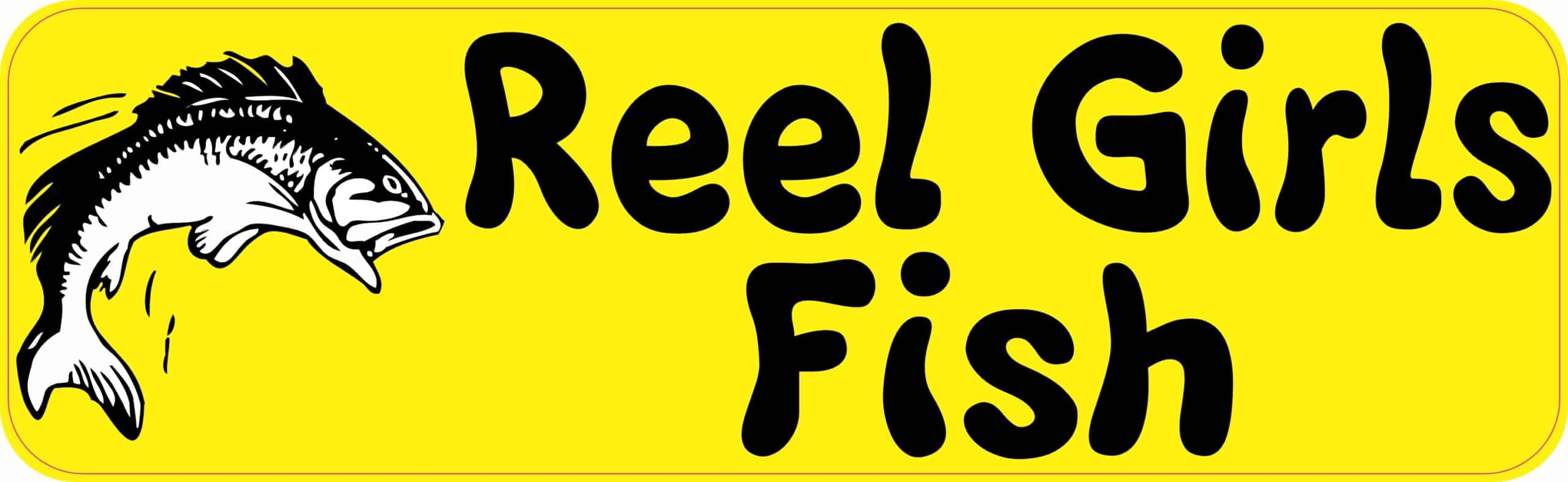 10in x 3in Reel Girls Fish Bass Vinyl Bumper Sticker Window Decal Stickers Decals