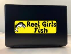 10in x 3in Reel Girls Fish Bass Vinyl Bumper Sticker Window Decal Stickers Decals
