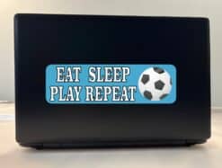 10in x 3in Eat Sleep Play Repeat Vinyl Soccer Bumper Sticker Decal Stickers Decals