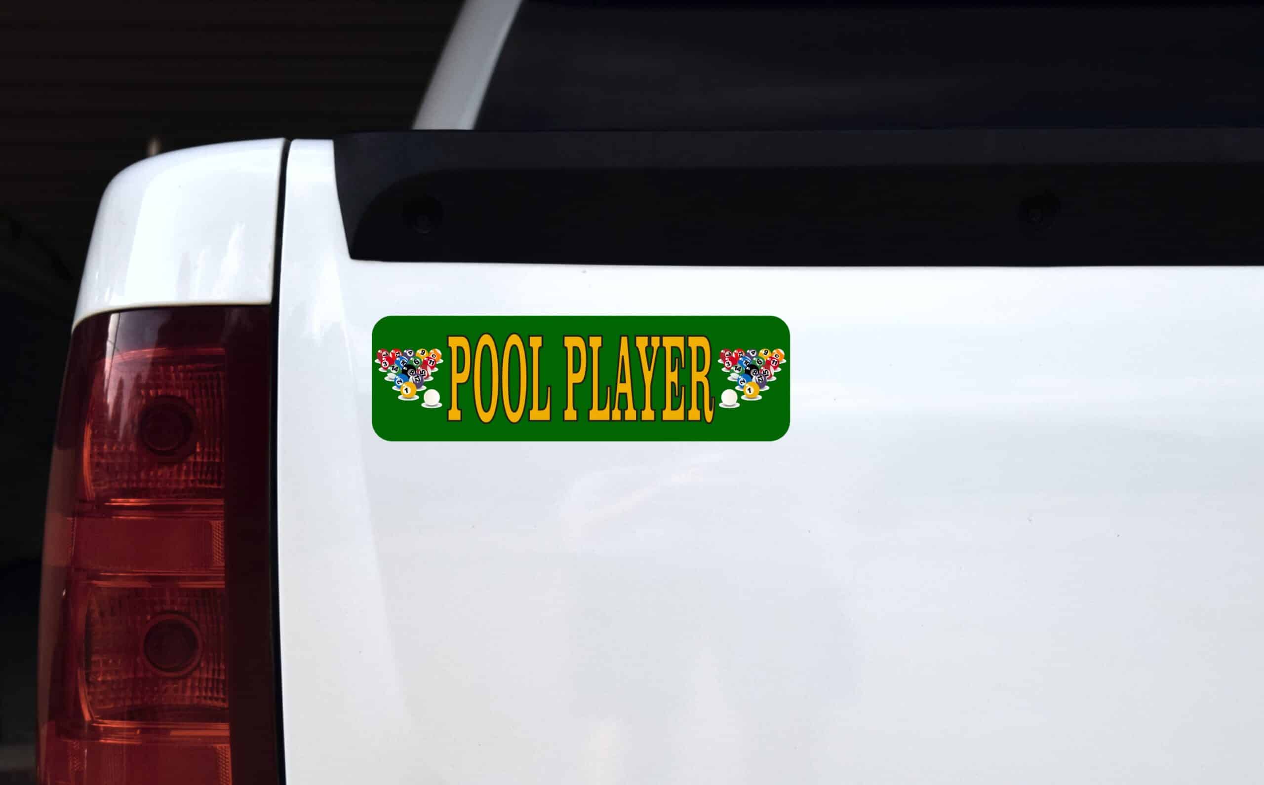 10in x 3in Pool Player Vinyl Bumper Sticker Window Decal Truck Stickers Car Decals