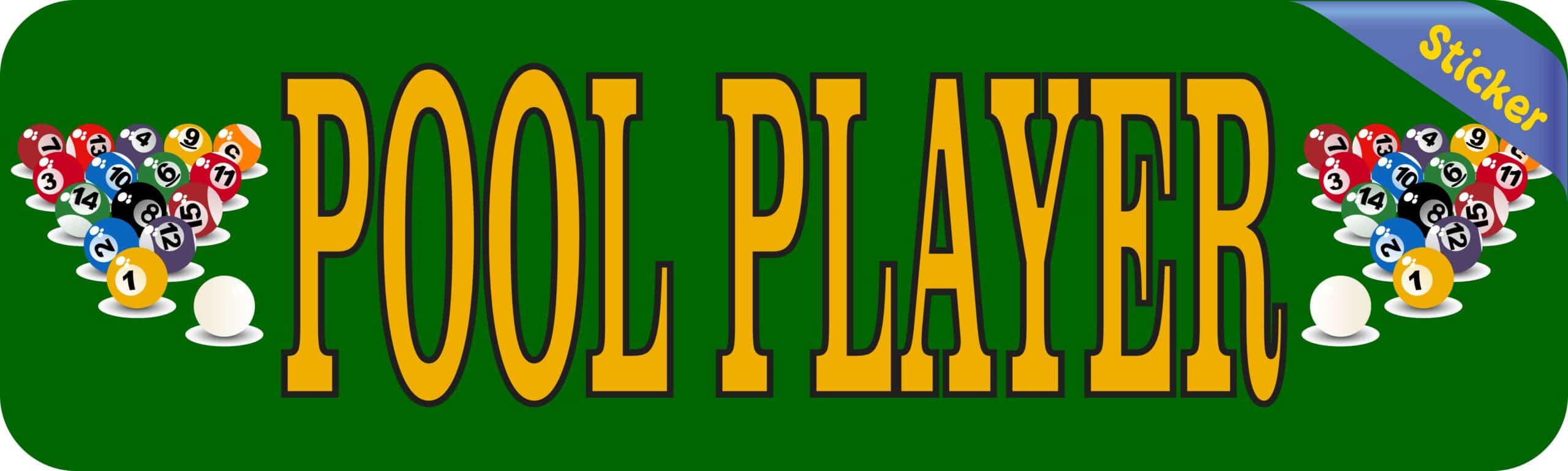 10in x 3in Pool Player Vinyl Bumper Sticker Window Decal Truck Stickers Car Decals