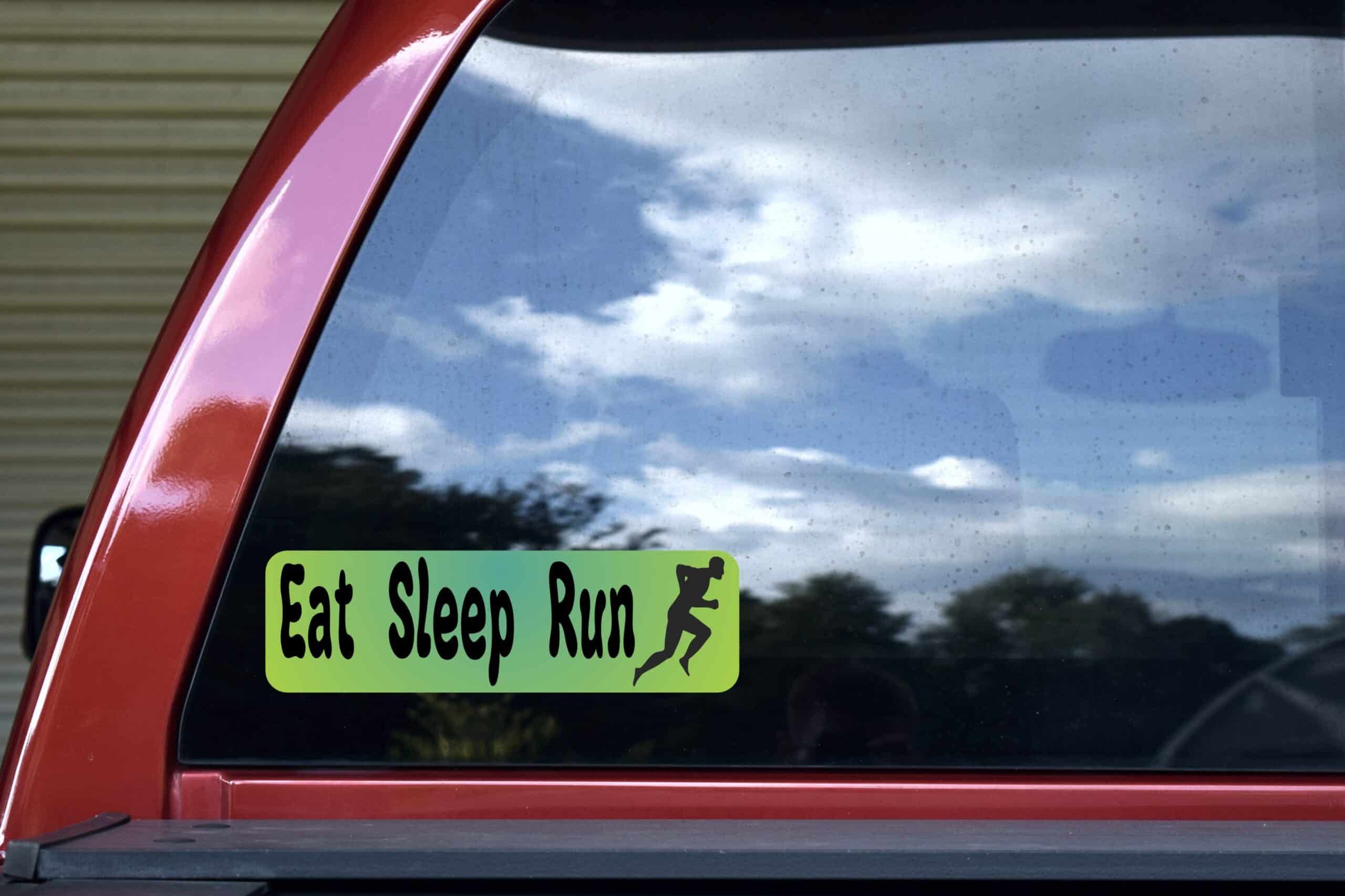 10in x 3in Eat Sleep Run Running Bumper Sticker Window Decal Stickers Car Decals