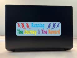 10in x 3in Running Journey Is Reward Bumper Sticker Window Decal Car Stickers Decals