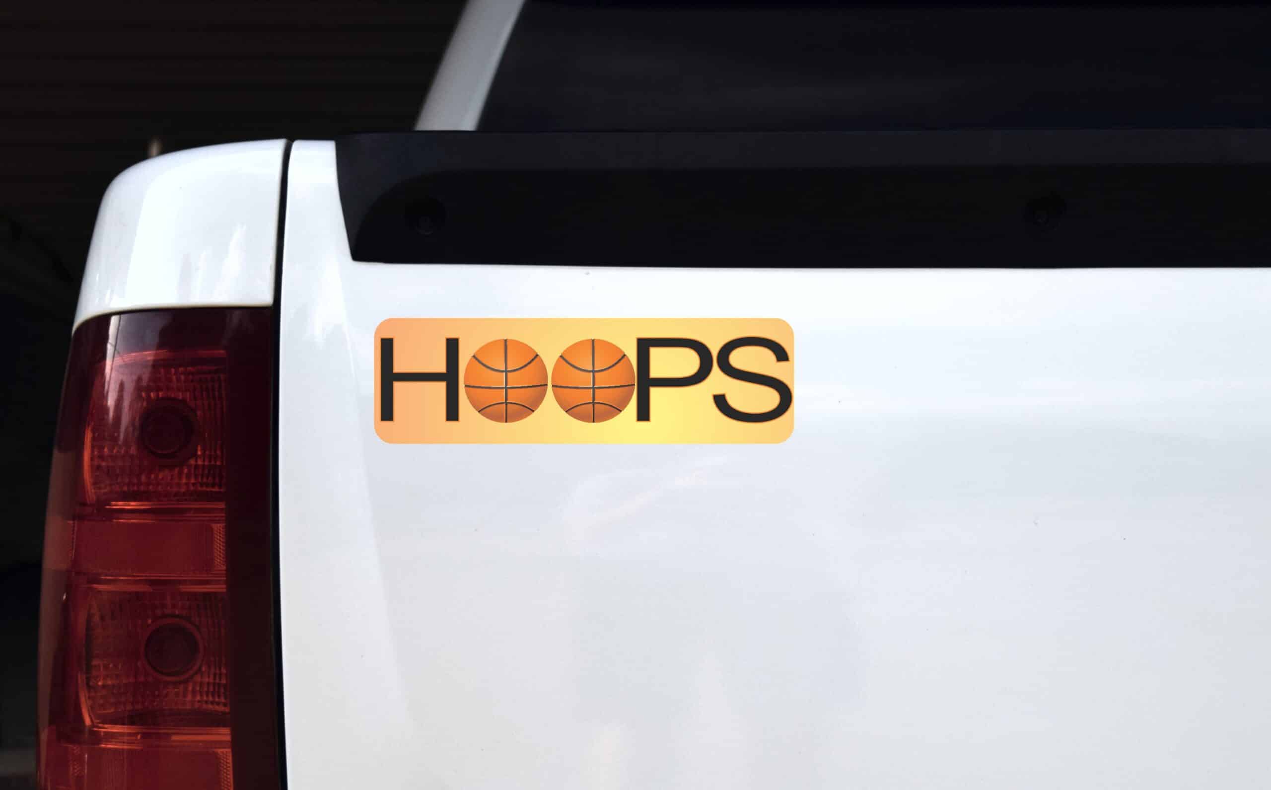 10in x 3in Hoops Basketball Bumper Sticker Window Decal Stickers Vinyl Car Decals