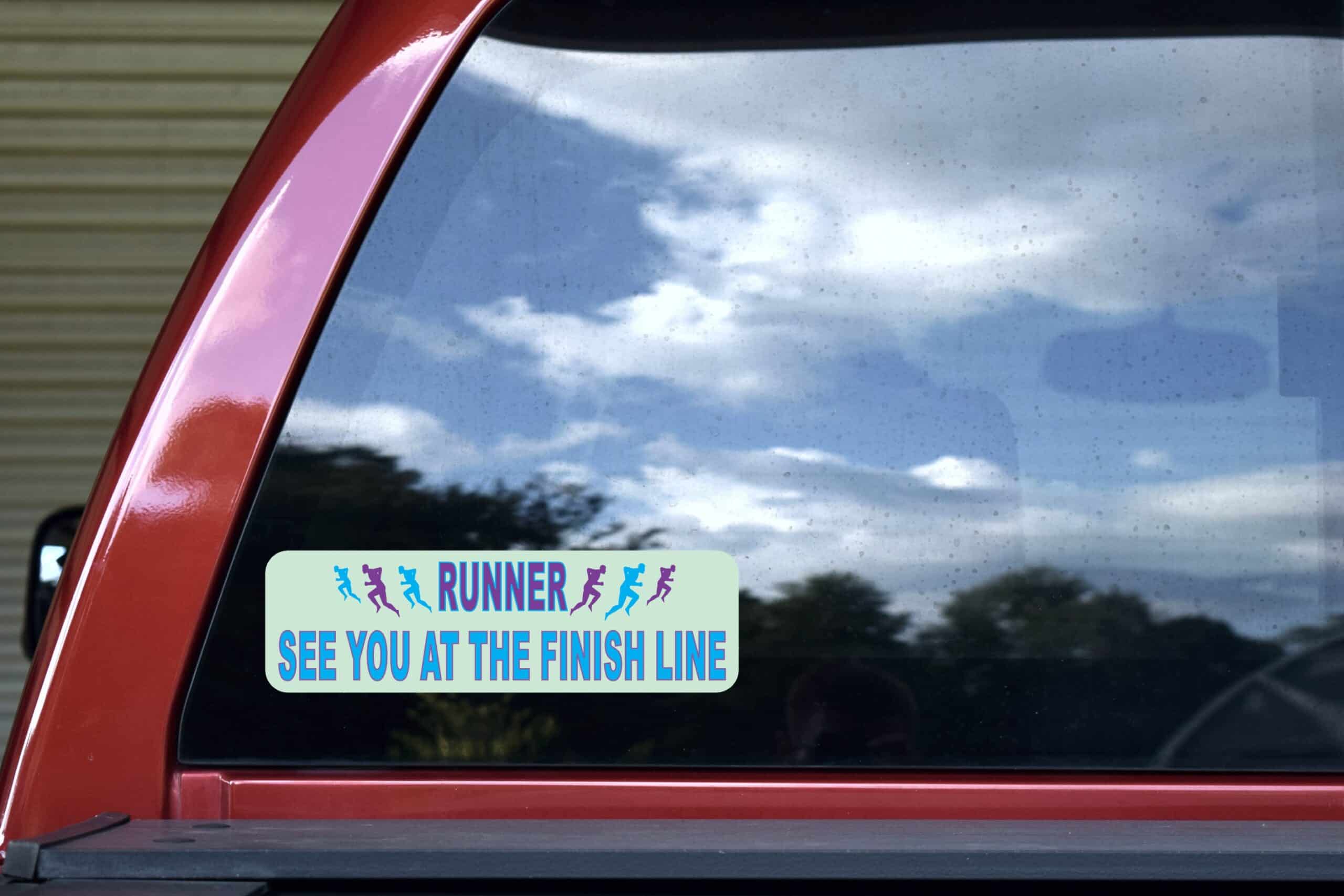 10in x 3in See You at Finish Running Bumper Sticker Window Decal Stickers Decals
