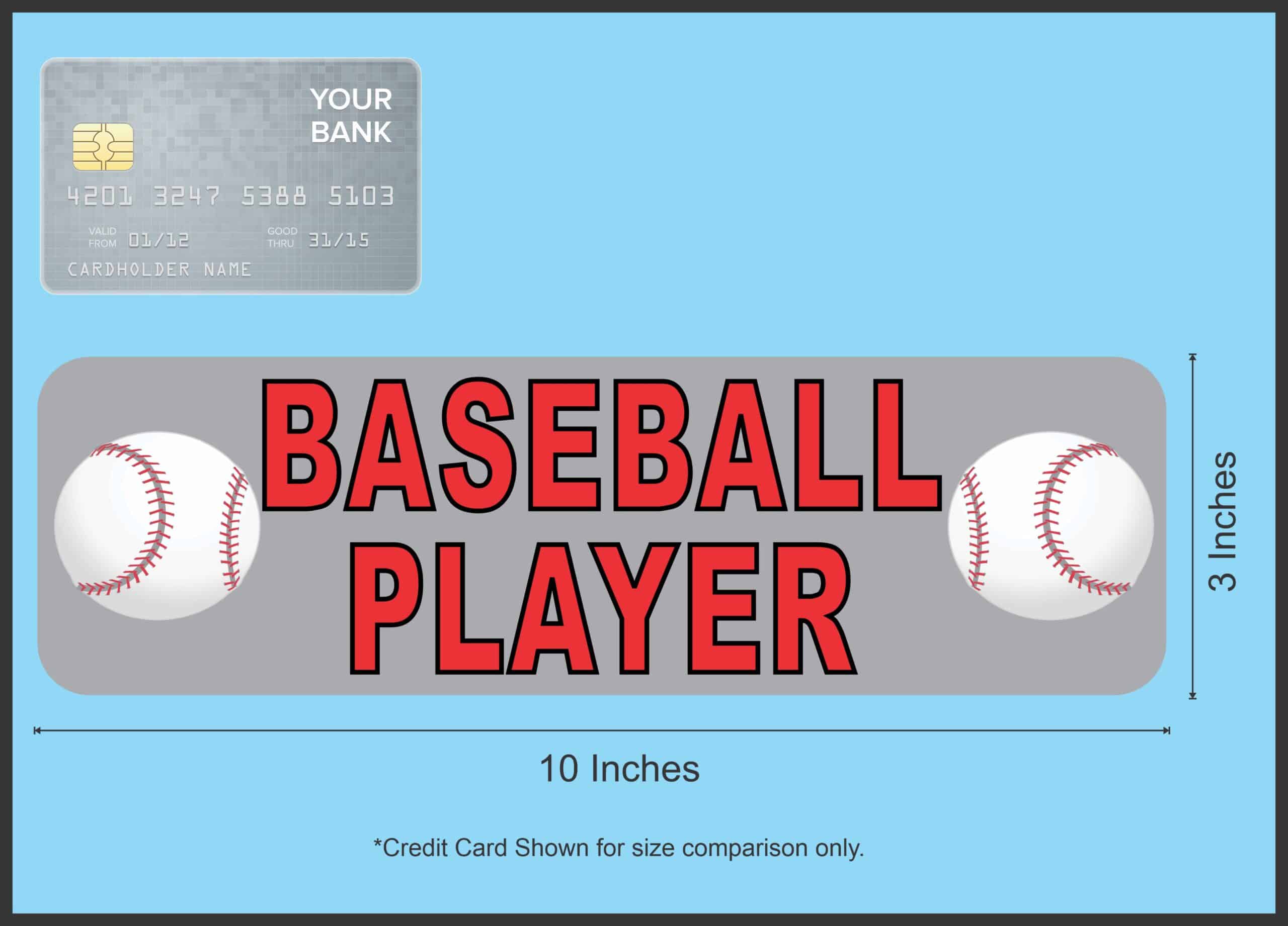 10in x 3in Baseball Player Bumper Sticker Window Decal Stickers Vinyl Car Decals