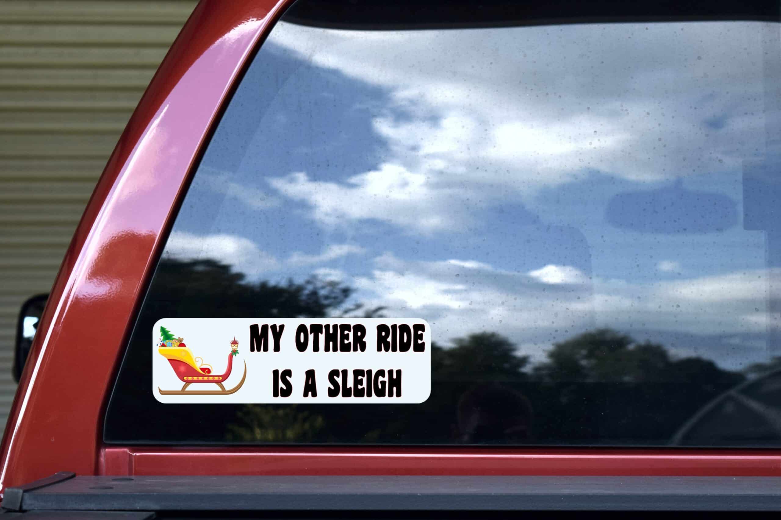 10in x 3in My Other Ride Sleigh Christmas Bumper Sticker Decal Window Stickers Decals