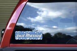 10in x 3in Just Married Wedding Vinyl Bumper Sticker Decal Car Window Stickers Decals