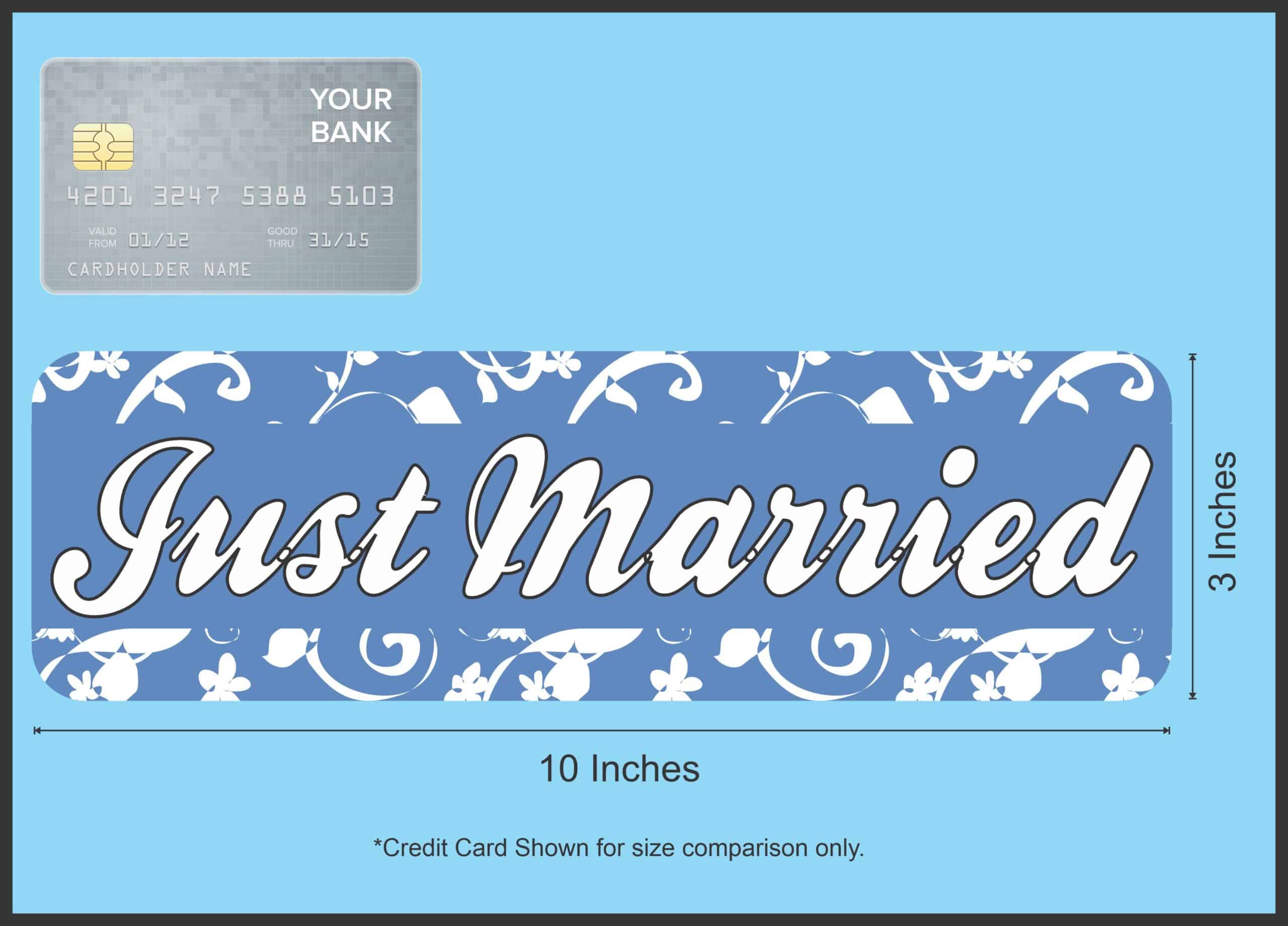 10in x 3in Just Married Wedding Vinyl Bumper Sticker Decal Car Window Stickers Decals