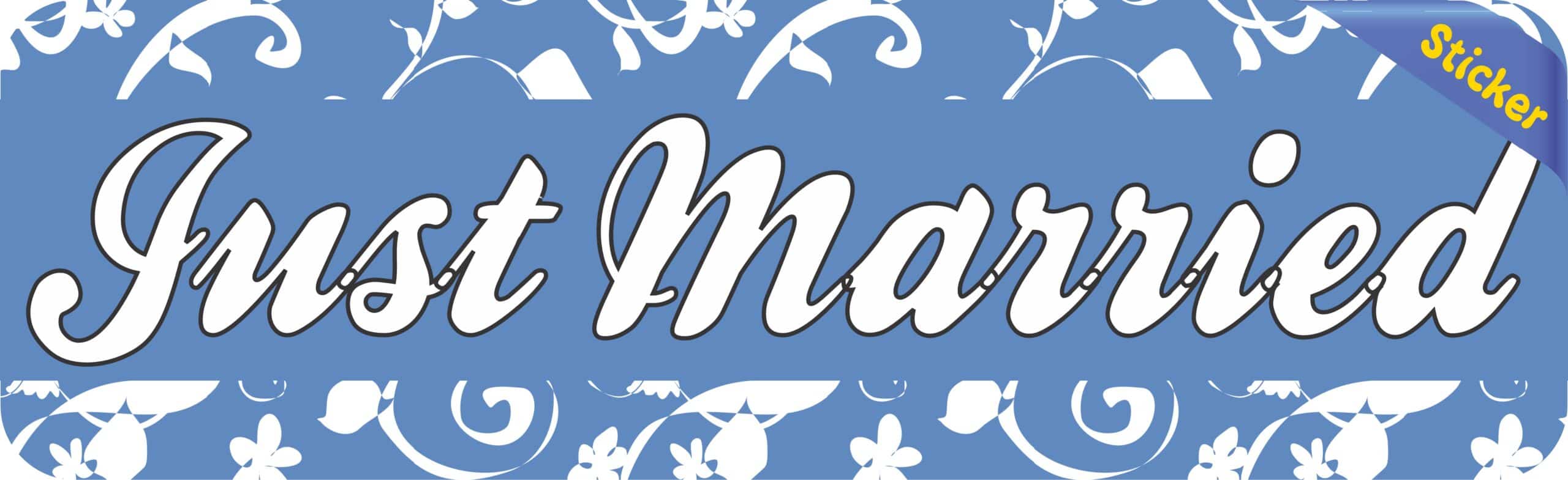 10in x 3in Just Married Wedding Vinyl Bumper Sticker Decal Car Window Stickers Decals