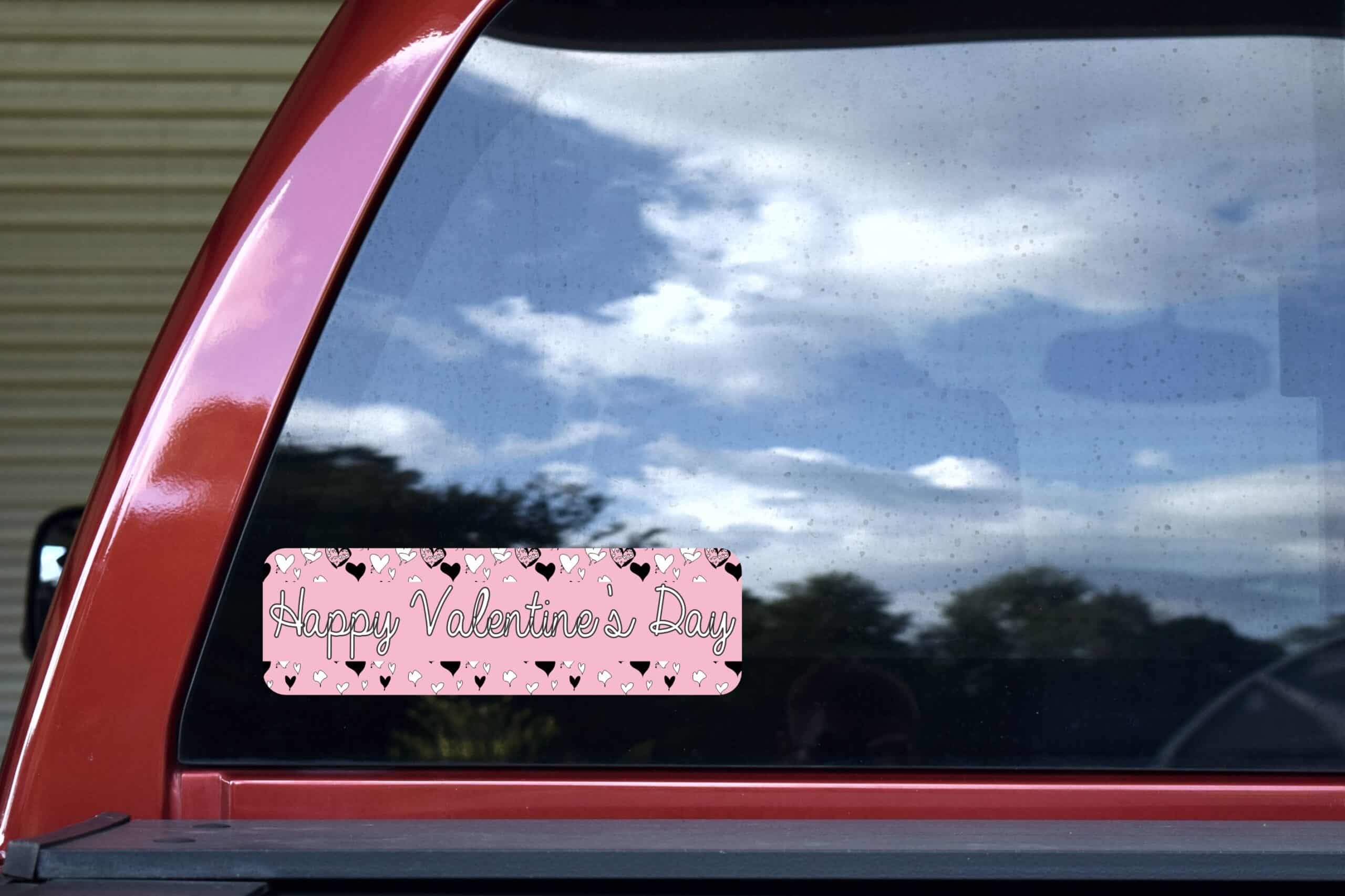 10in x 3in Happy Valentine's Day Vinyl Bumper Sticker Decal Car Window Stickers Decals