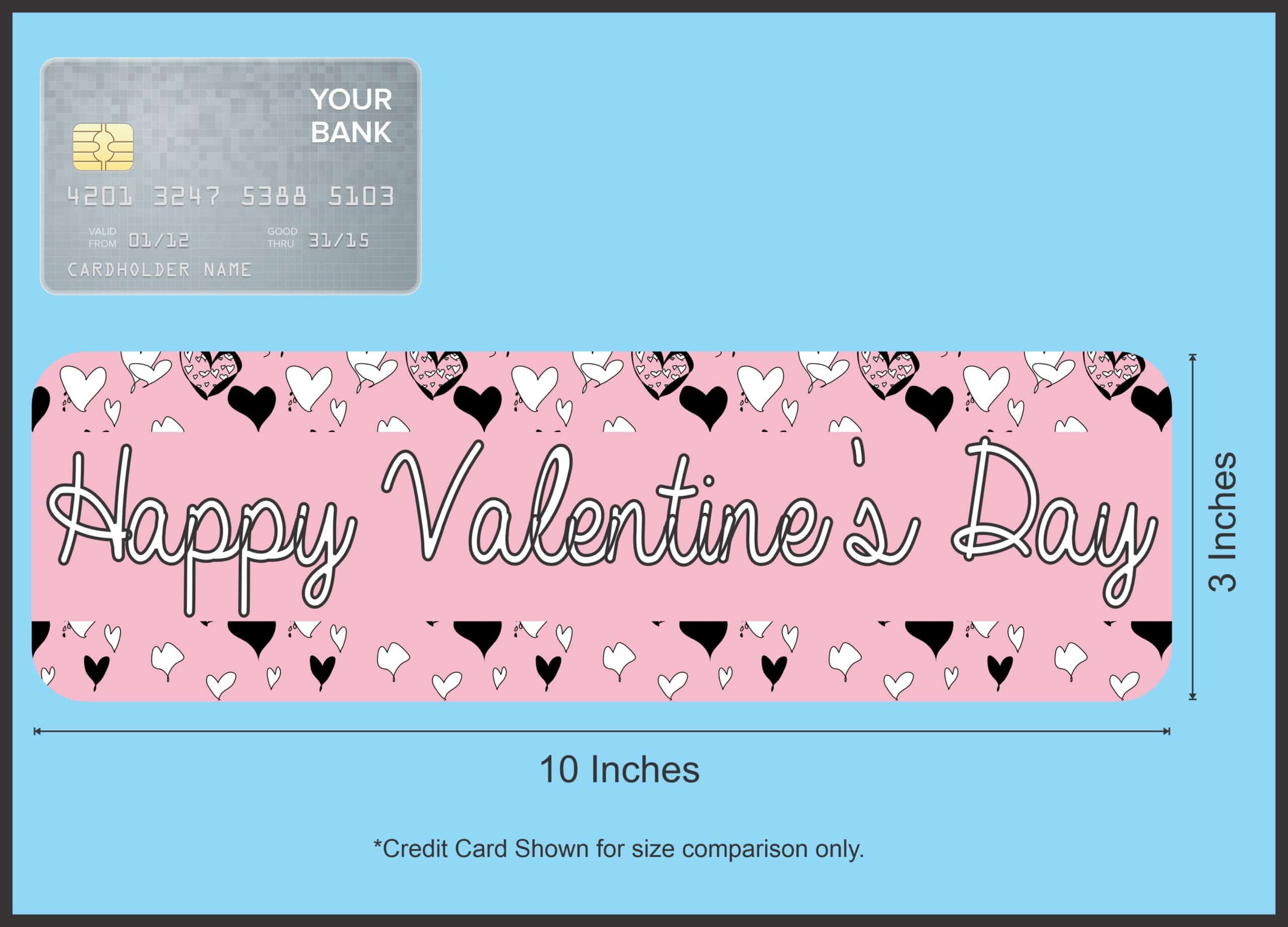 10in x 3in Happy Valentine's Day Vinyl Bumper Sticker Decal Car Window Stickers Decals