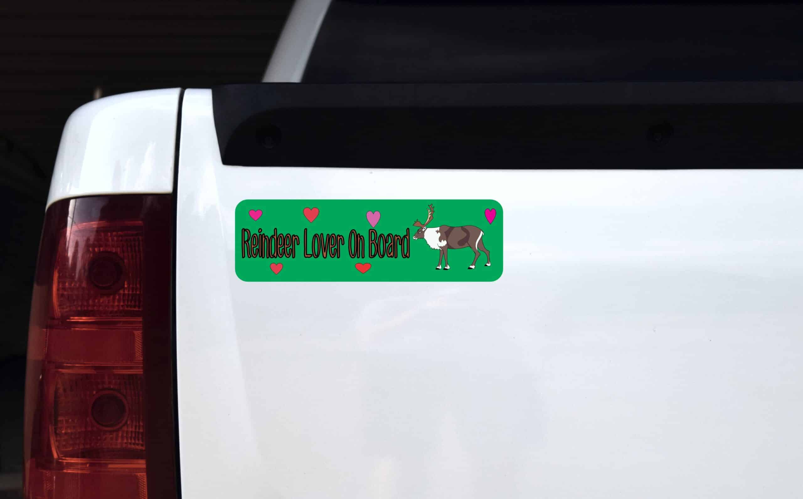 10in x 3in Reindeer Lover On Board Vinyl Bumper magnet Car magnets