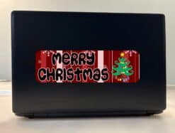 10in x 3in Merry Christmas Tree Bumper Sticker Decal Car Window Stickers Decals