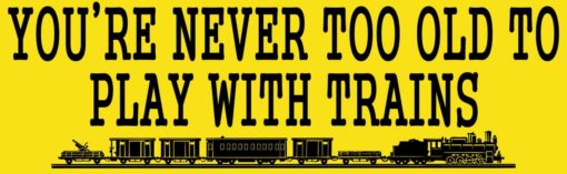 You're Never Too Old to Play With Trains Bumper Sticker