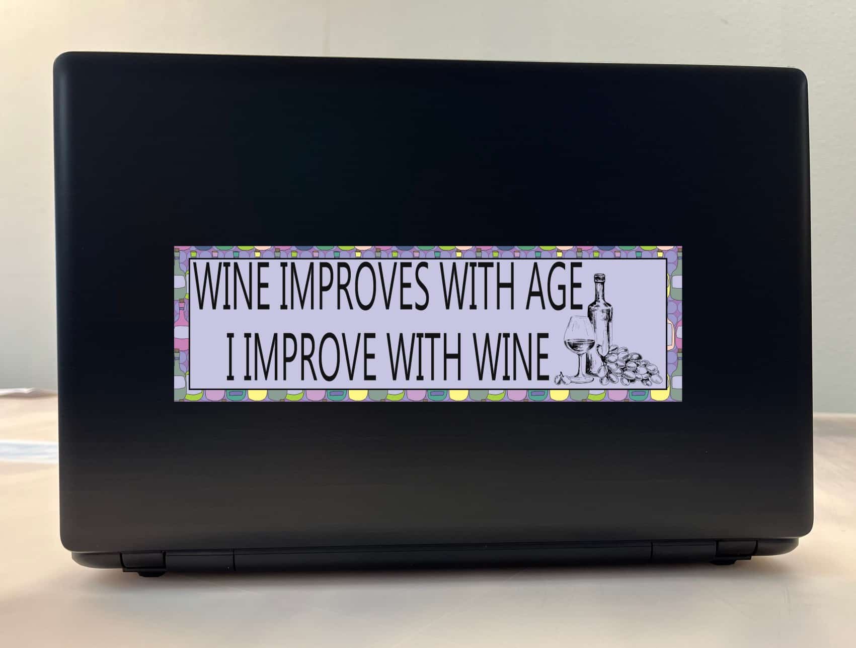 10in x 3in Wine Improves With Age I Improve with Wine Bumper Sticker Window Stickers Vinyl Decals Car Decal