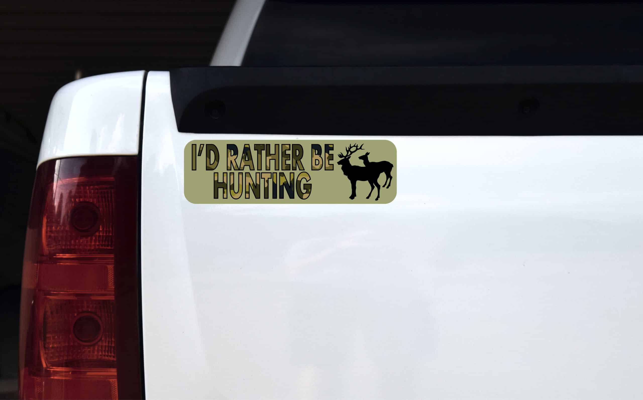 10in x 3in I''d Rather Be Hunting Vinyl Bumper magnet magnets magnetic '