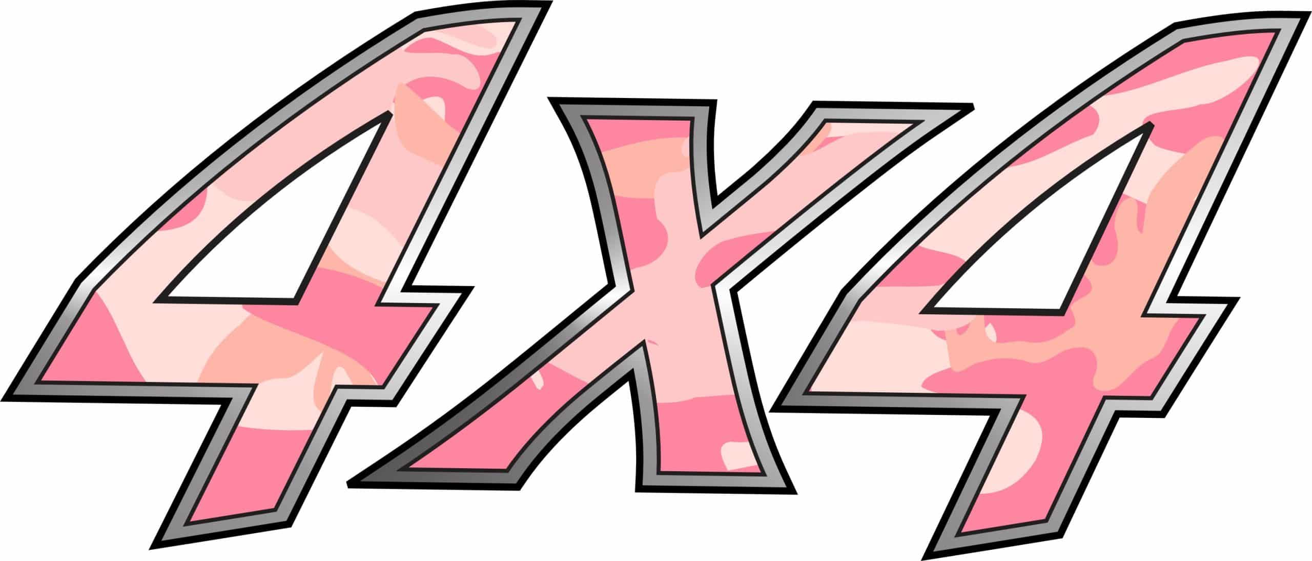 Pink Camo 4x4 Off-Road Vinyl Decal Sticker - Four Wheel Drive Truck Car Decor