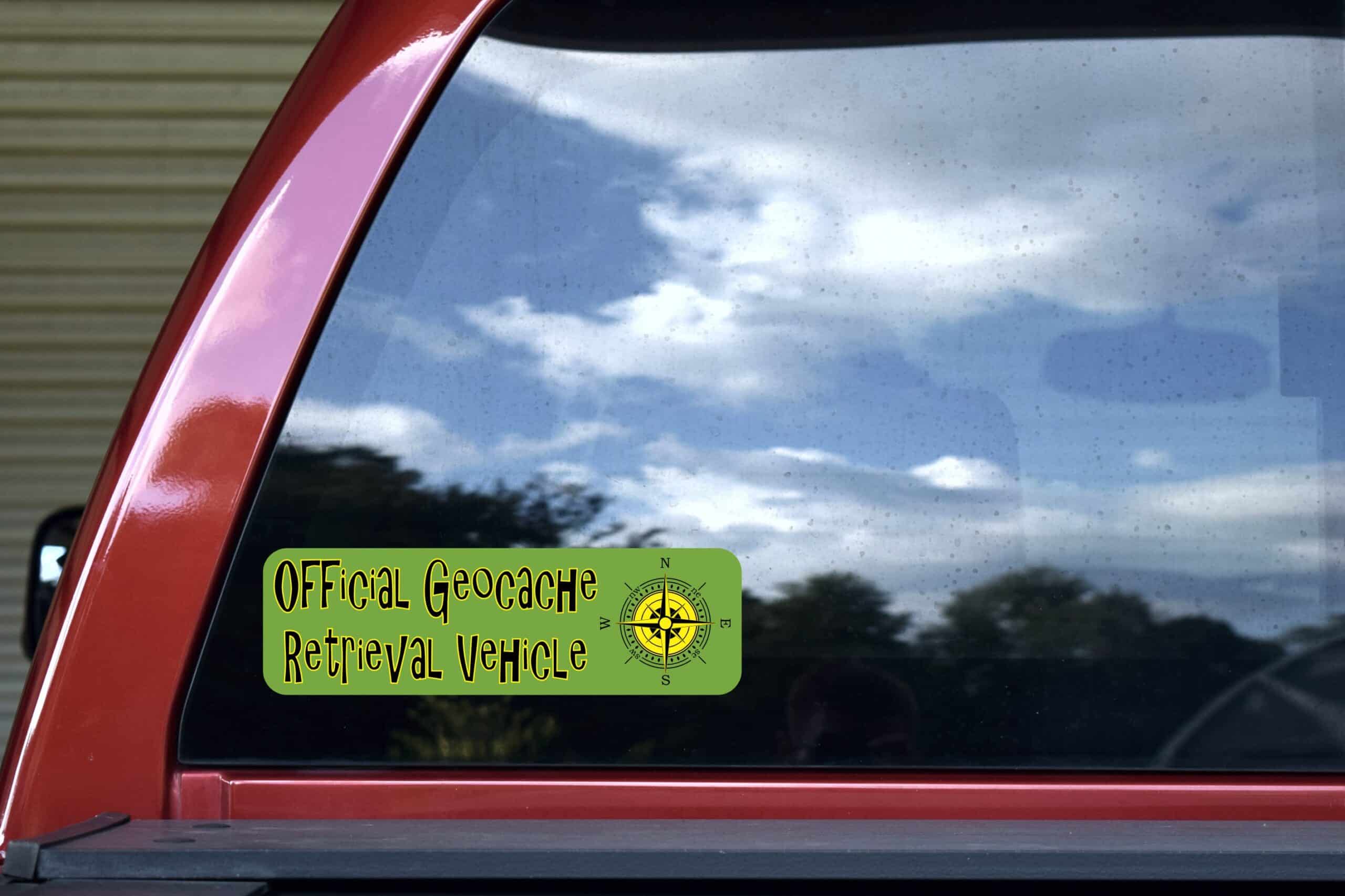 10in x 3in Official Geocache Retrieval Vehicle Bumper Stickers Geocaching Car Decals