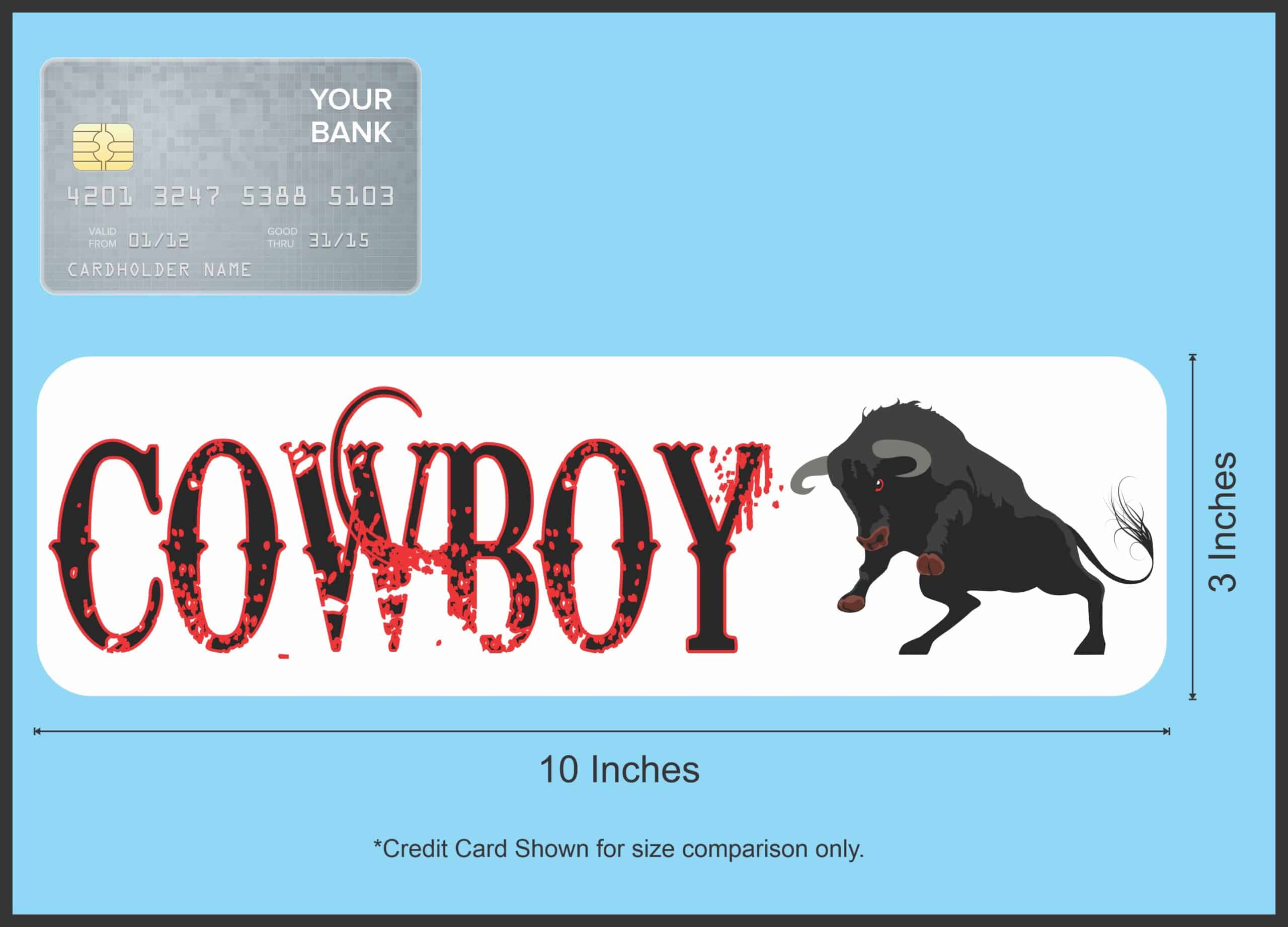 10in x 3in Cowboy Bull Rider Bumper Sticker Window Decal Vinyl Stickers Decals
