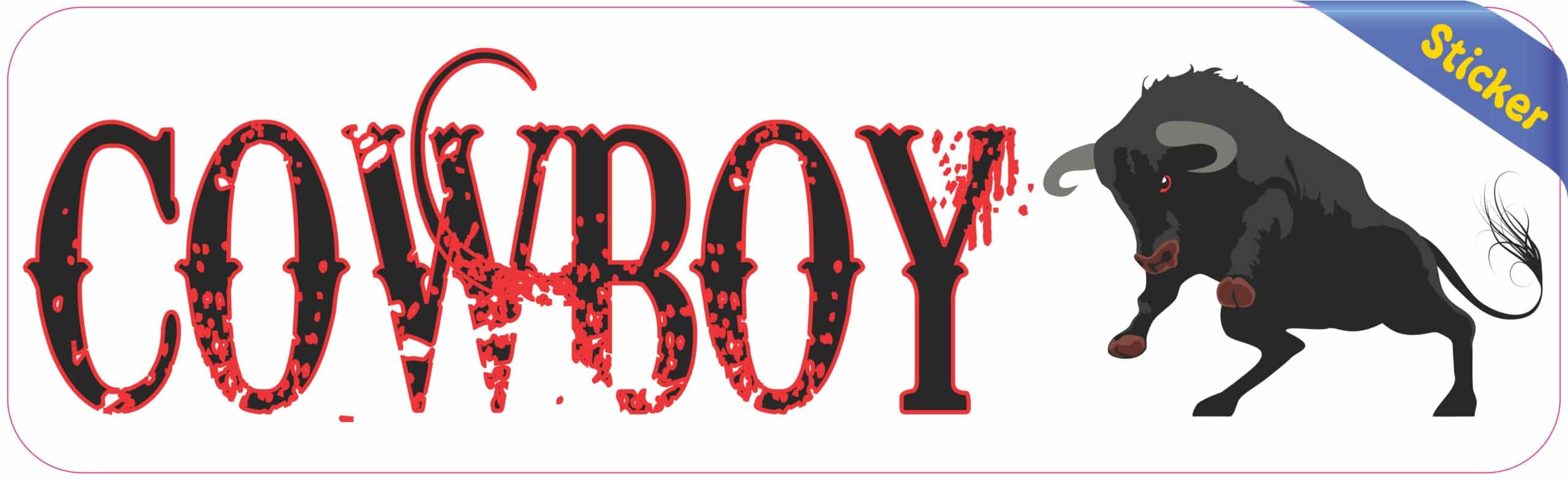 10in x 3in Cowboy Bull Rider Bumper Sticker Window Decal Vinyl Stickers Decals