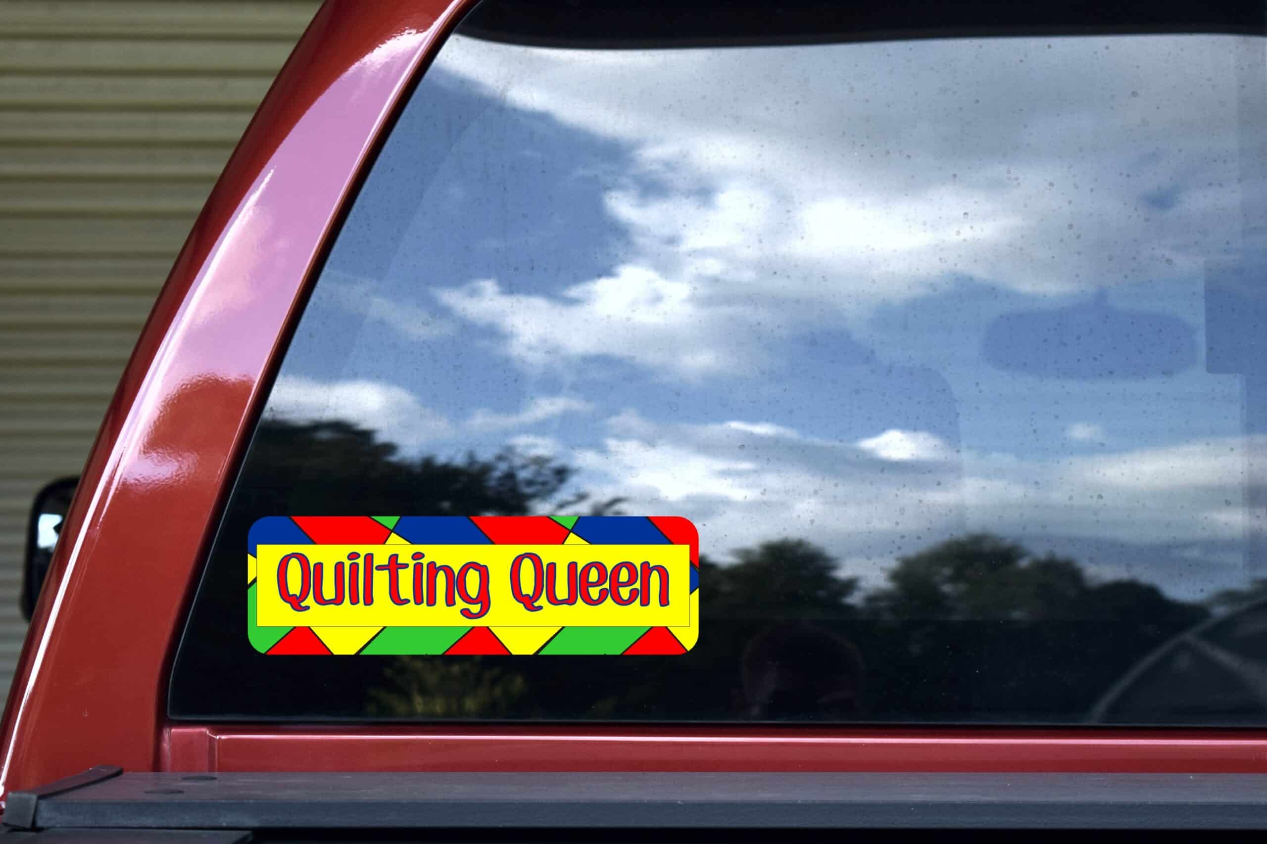 10in x 3in Quilting Queen Quilter Bumper Sticker Window Decal Car Stickers Decals