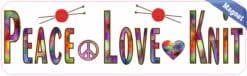 10in x 3in Peace Love Knit Knitting Bumper magnet magnetic Car magnets