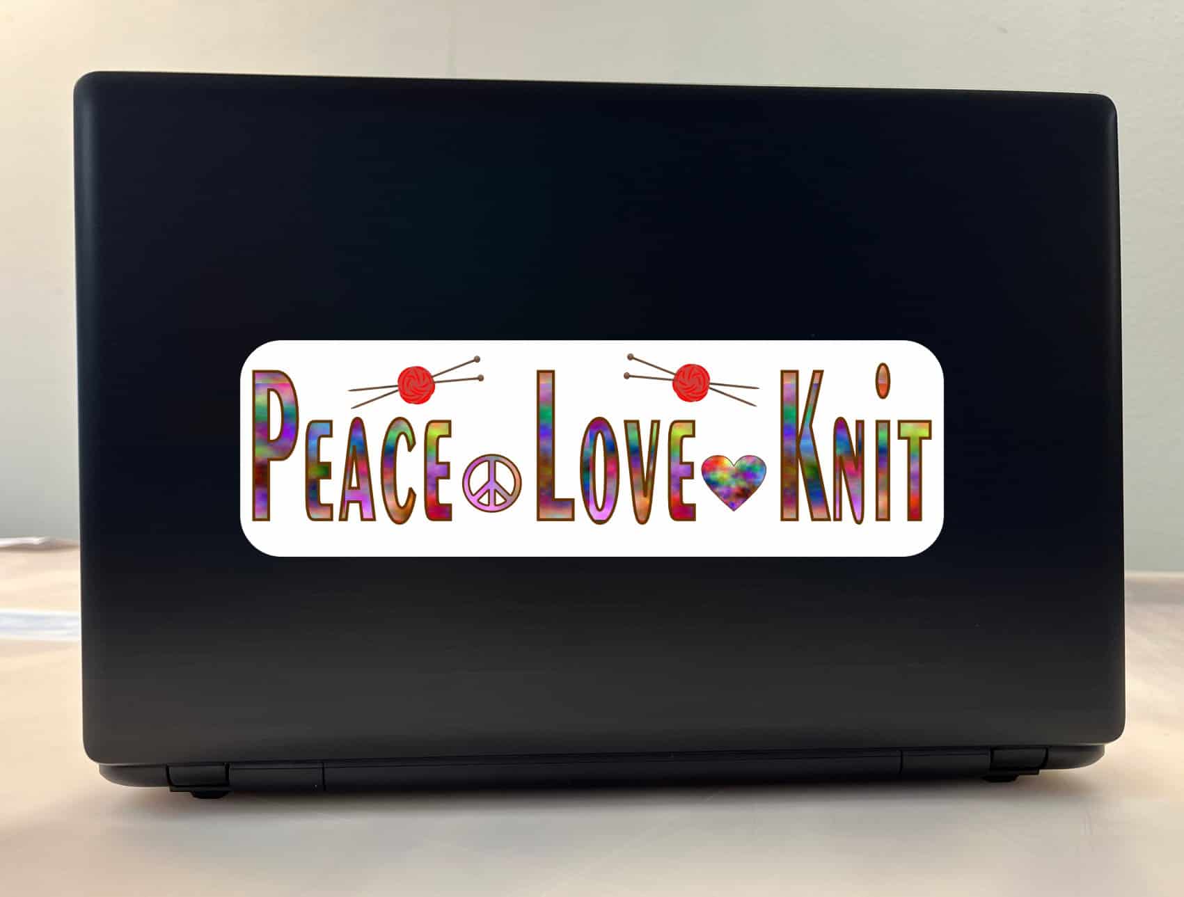 10in x3in Peace Love Knit Knitting Bumper Sticker Window Decal Car Stickers Decals