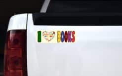 10in x 3in I Love Books Bumper Stickers Librarian Decals Car Sticker Decal